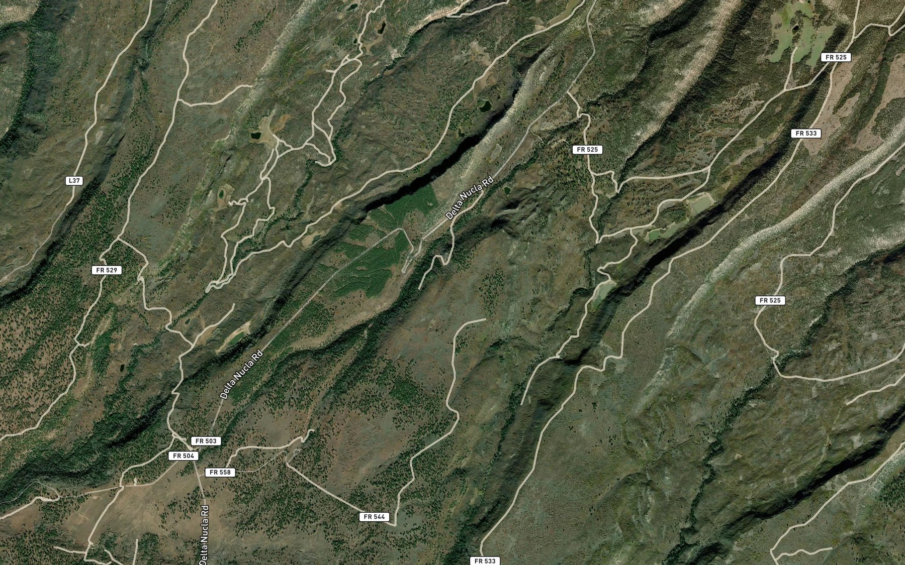 Satellite map of the Upper Ed Lee Reservoir