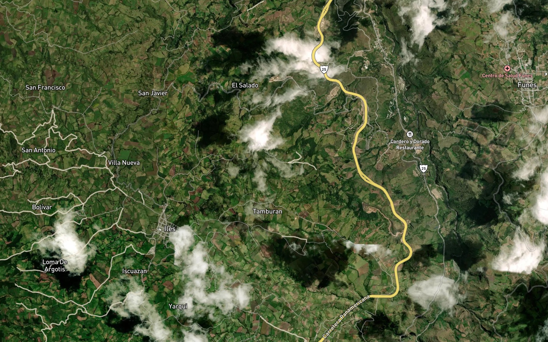 Satellite map of the Quebrada Manzano