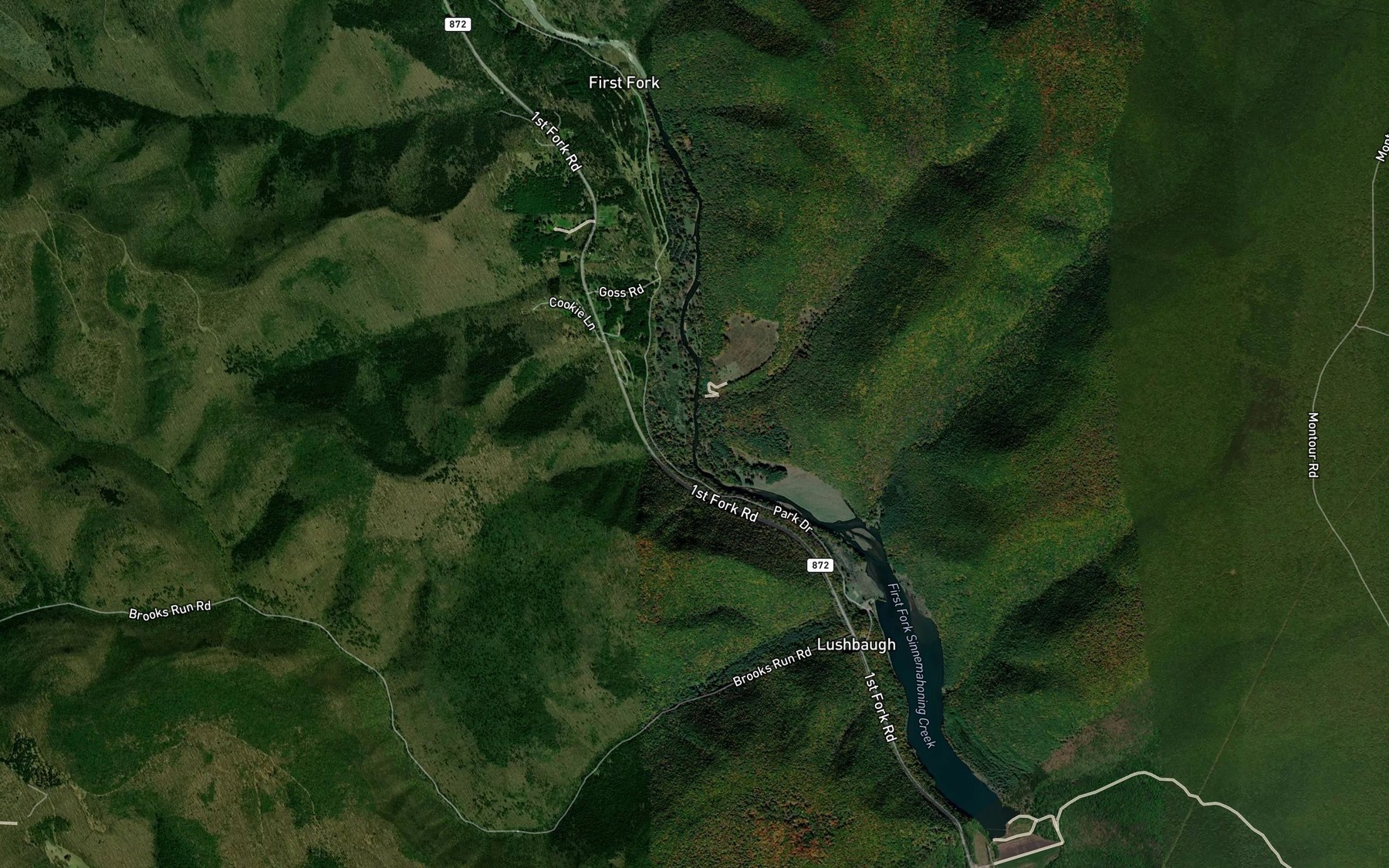 Satellite map of the Mill Run