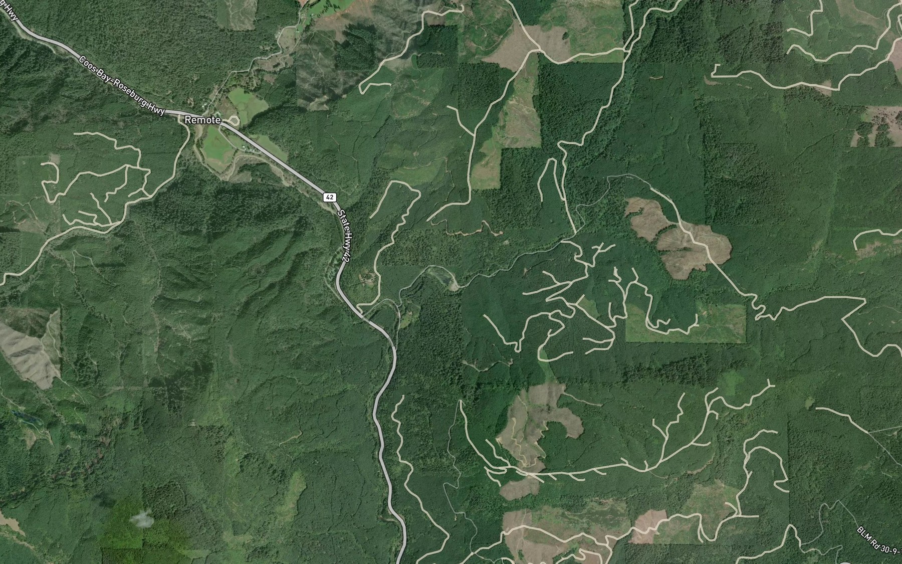 Satellite map of the Hidden Creek
