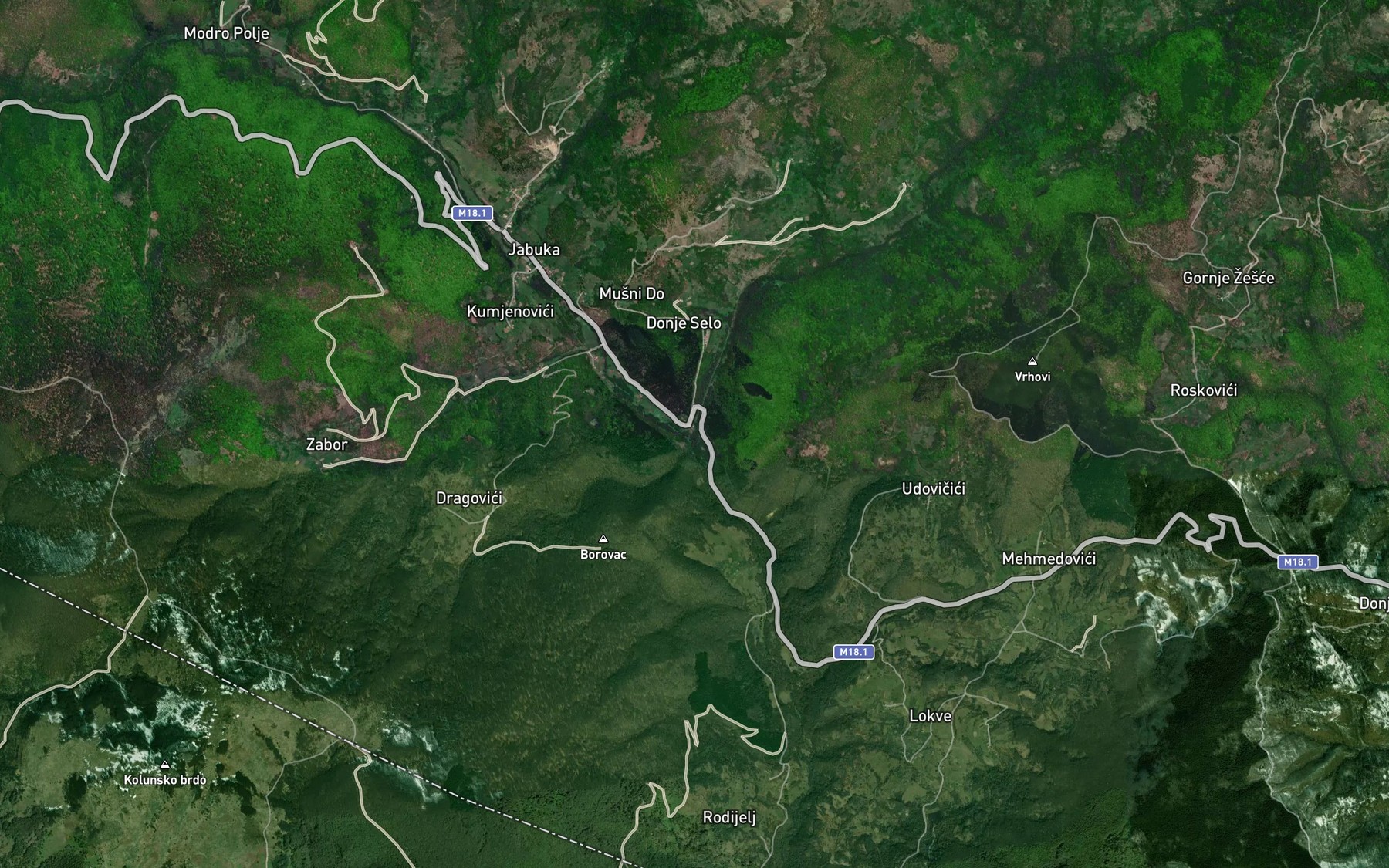 Satellite map of the Ljaljicki Potok