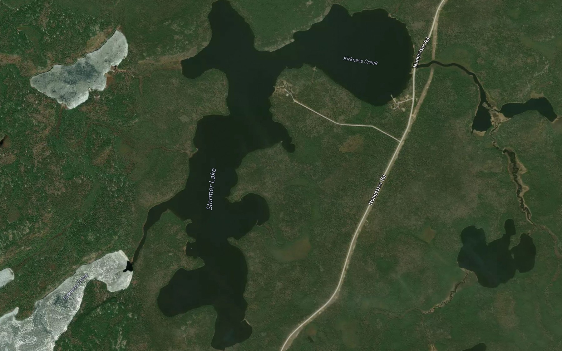 Satellite map of the Stormer Lake