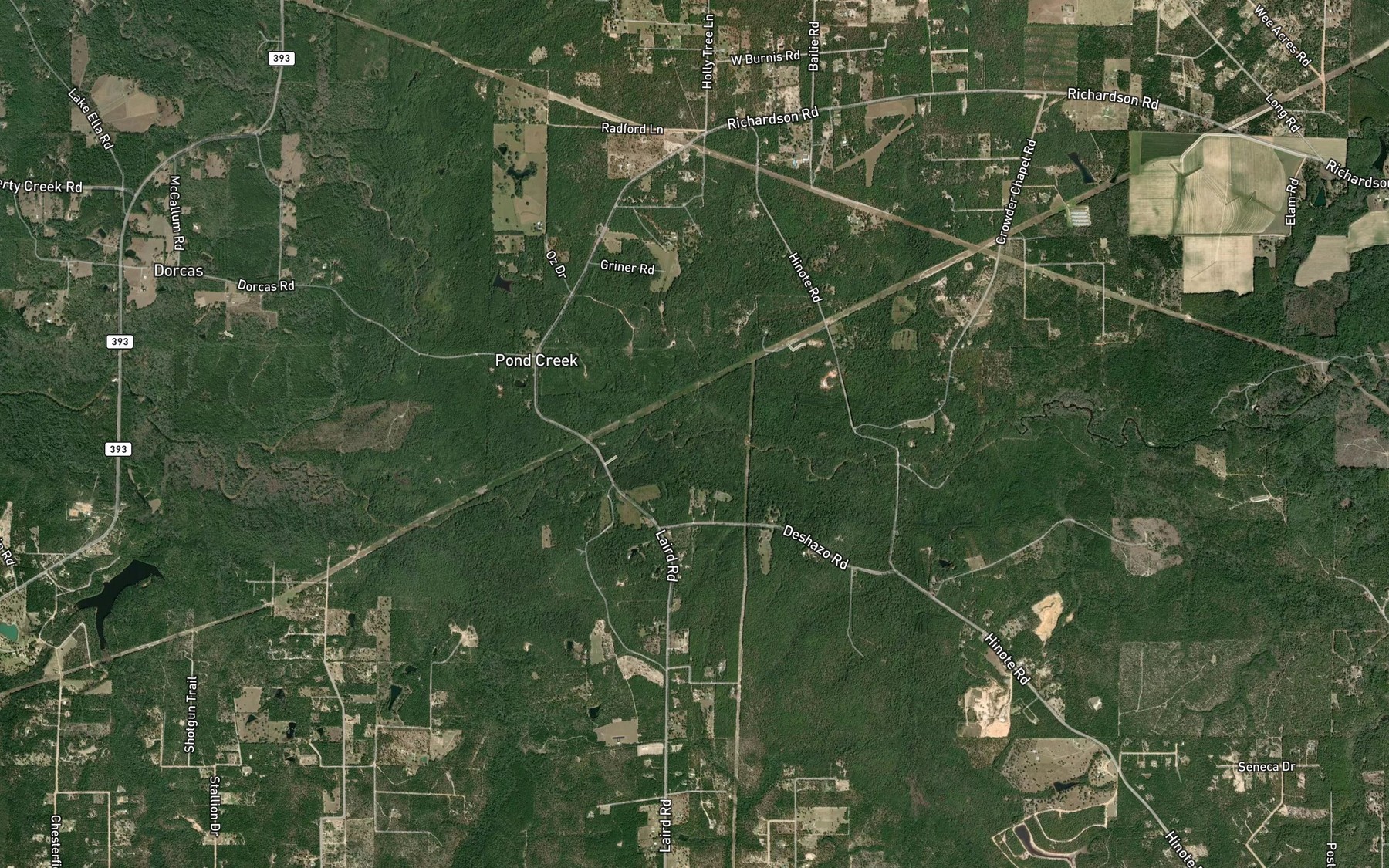 Satellite map of the Wolf Branch