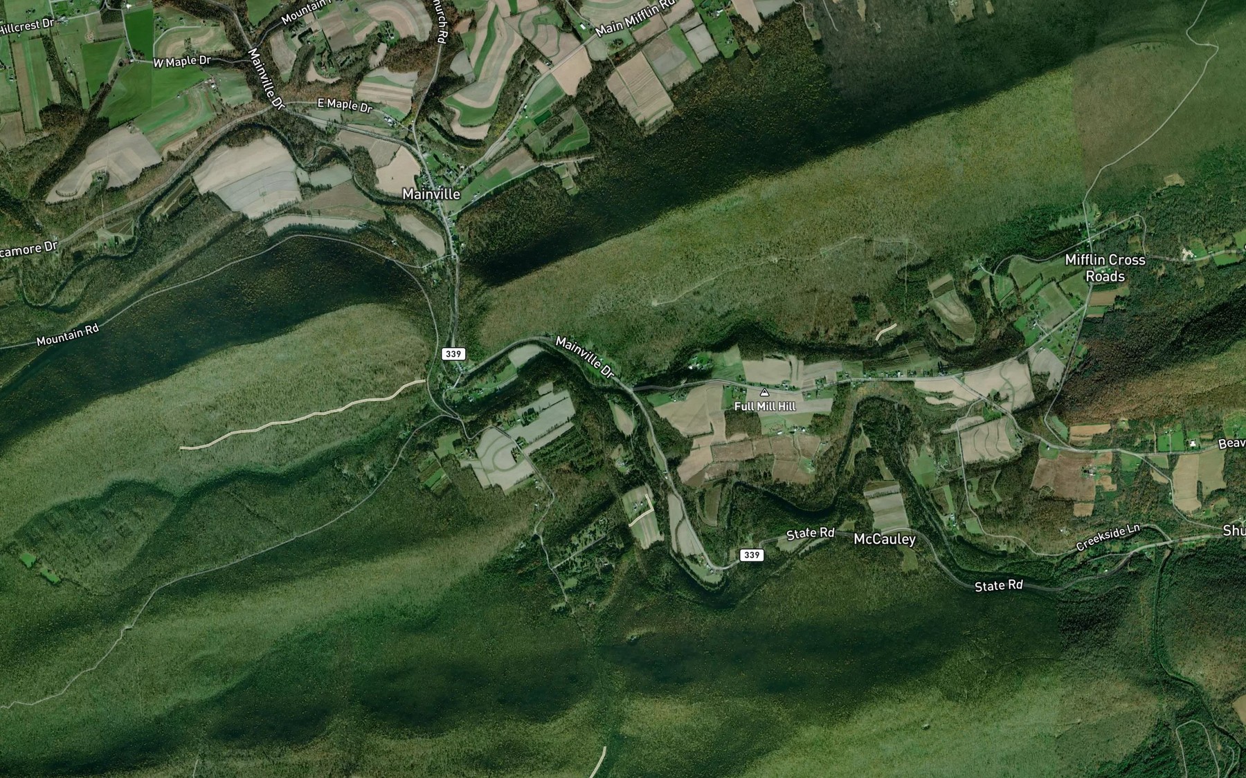 Satellite map of the Scotch Run