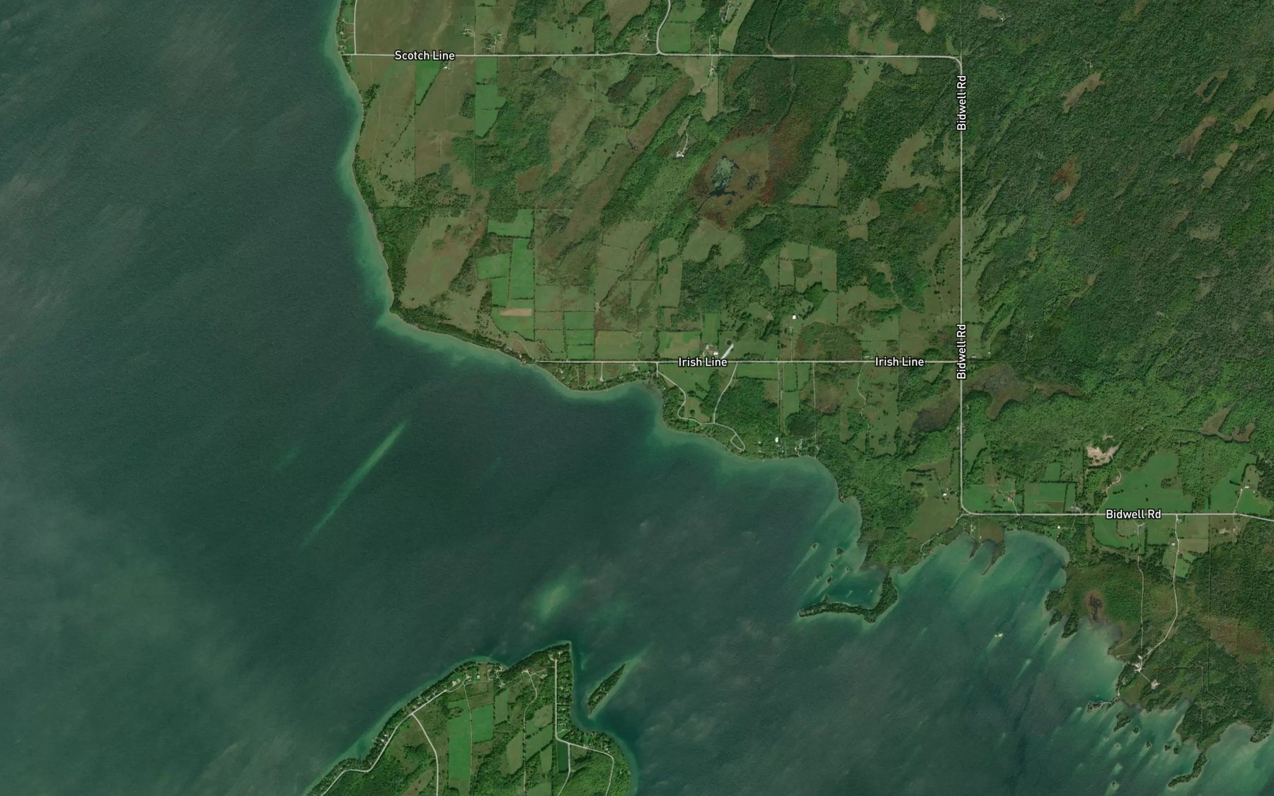 Satellite map of the Bass Creek Bay