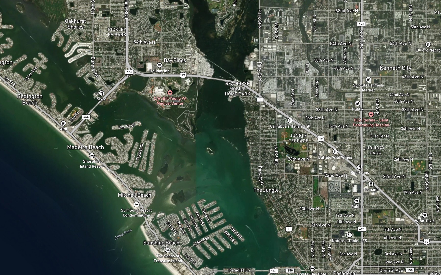 Satellite map of the Dog Leg Key