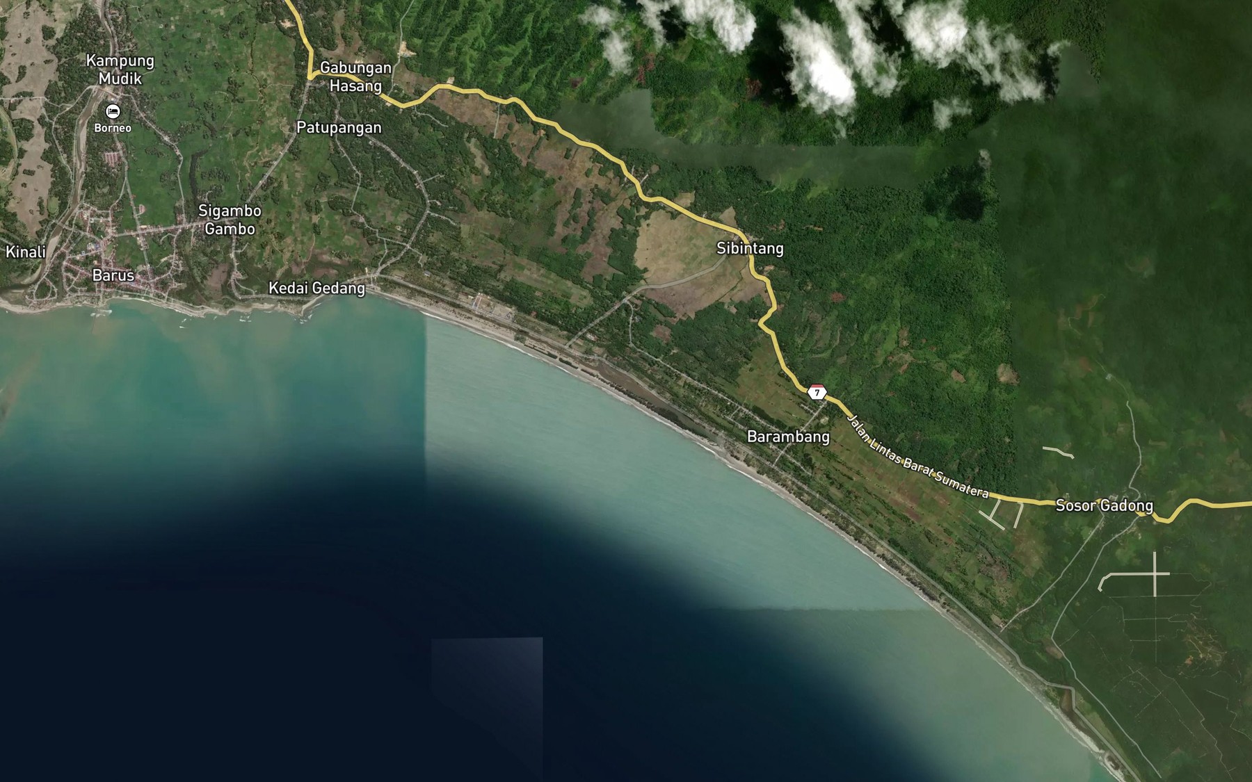 Satellite map of the Aek Sibintang