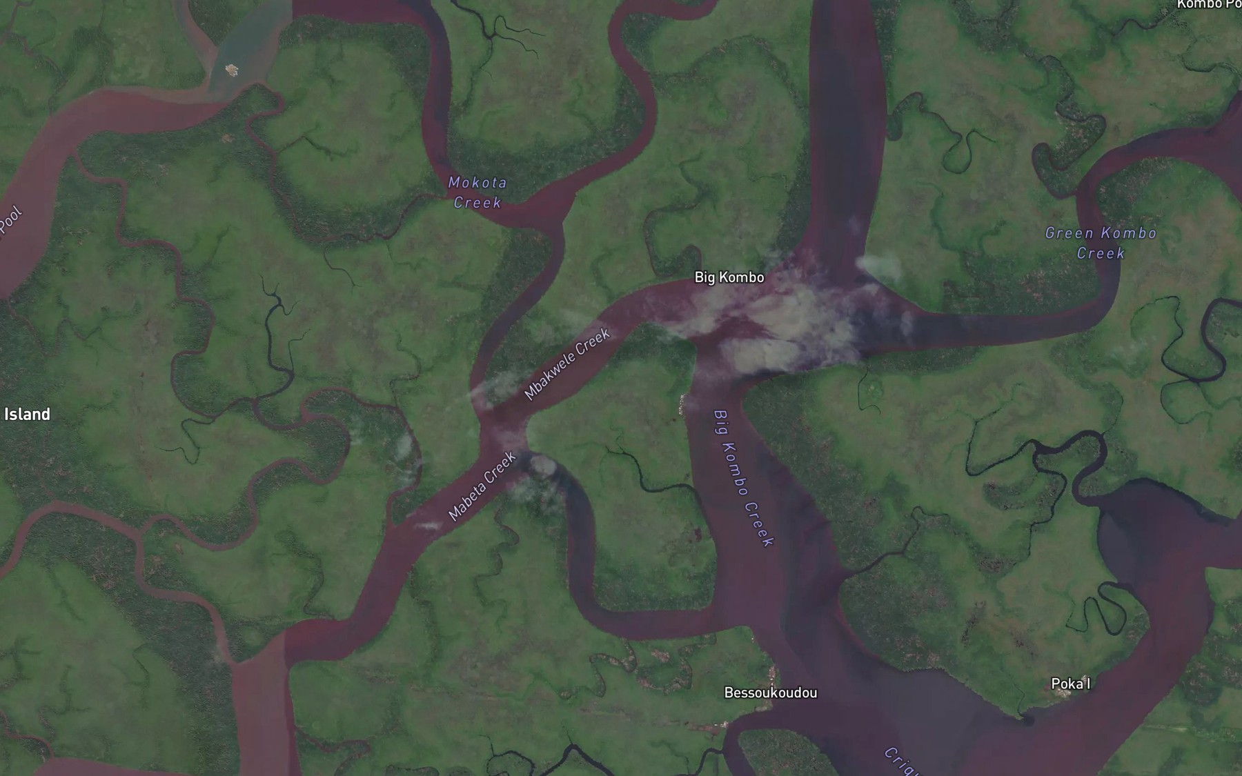 Satellite map of the Mbakwele Creek