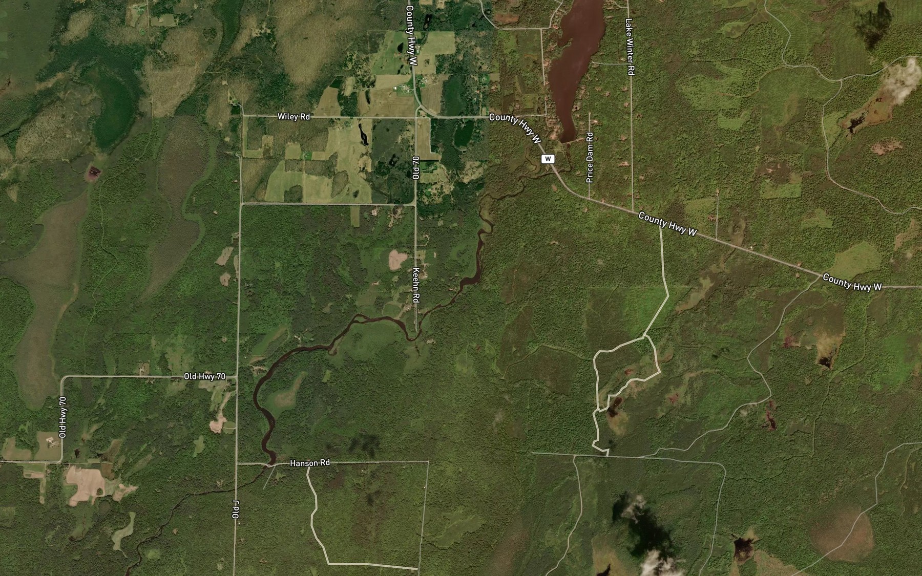 Satellite map of the Deadman Creek