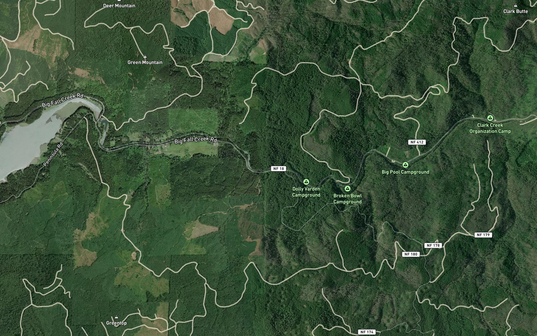 Satellite map of the Little Gold Creek