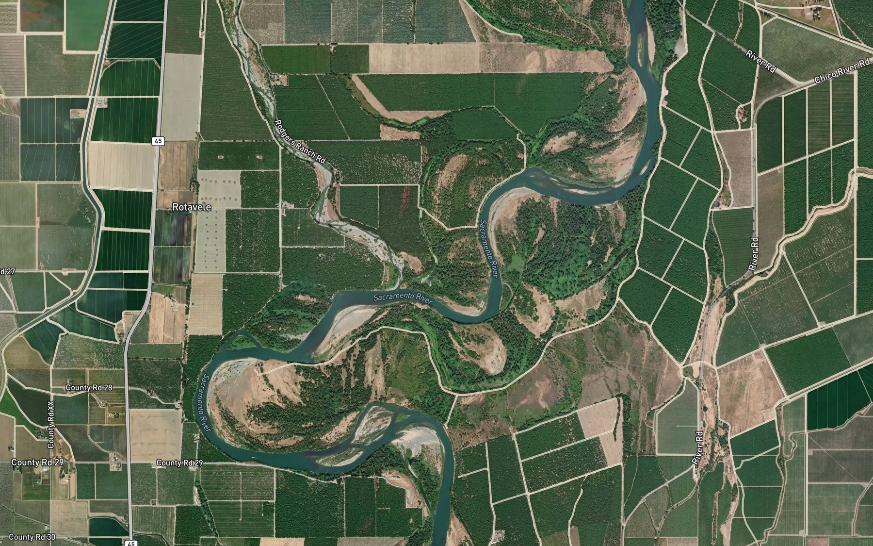 Satellite map of the Negro Sam Slough