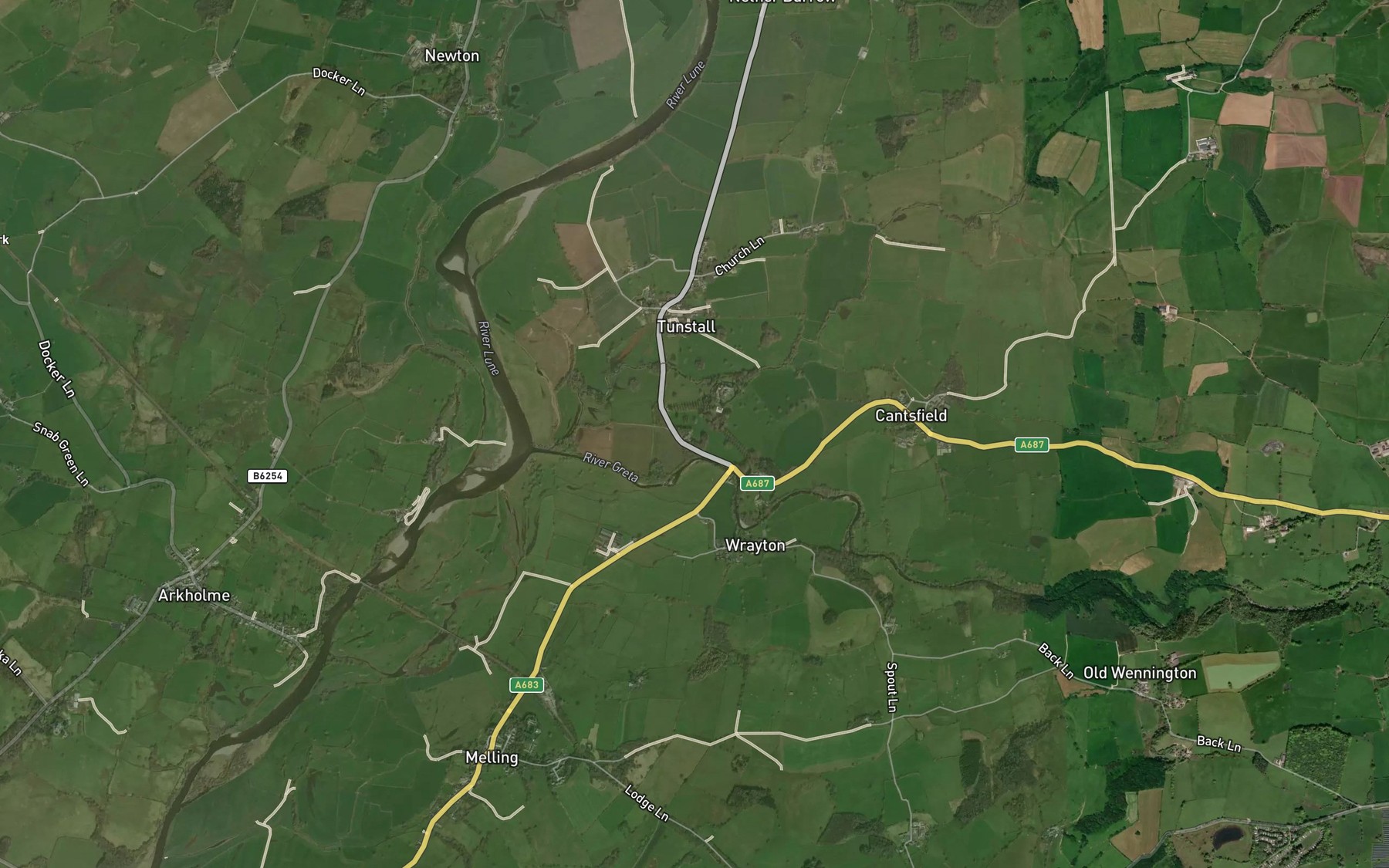 Satellite map of the River Greta