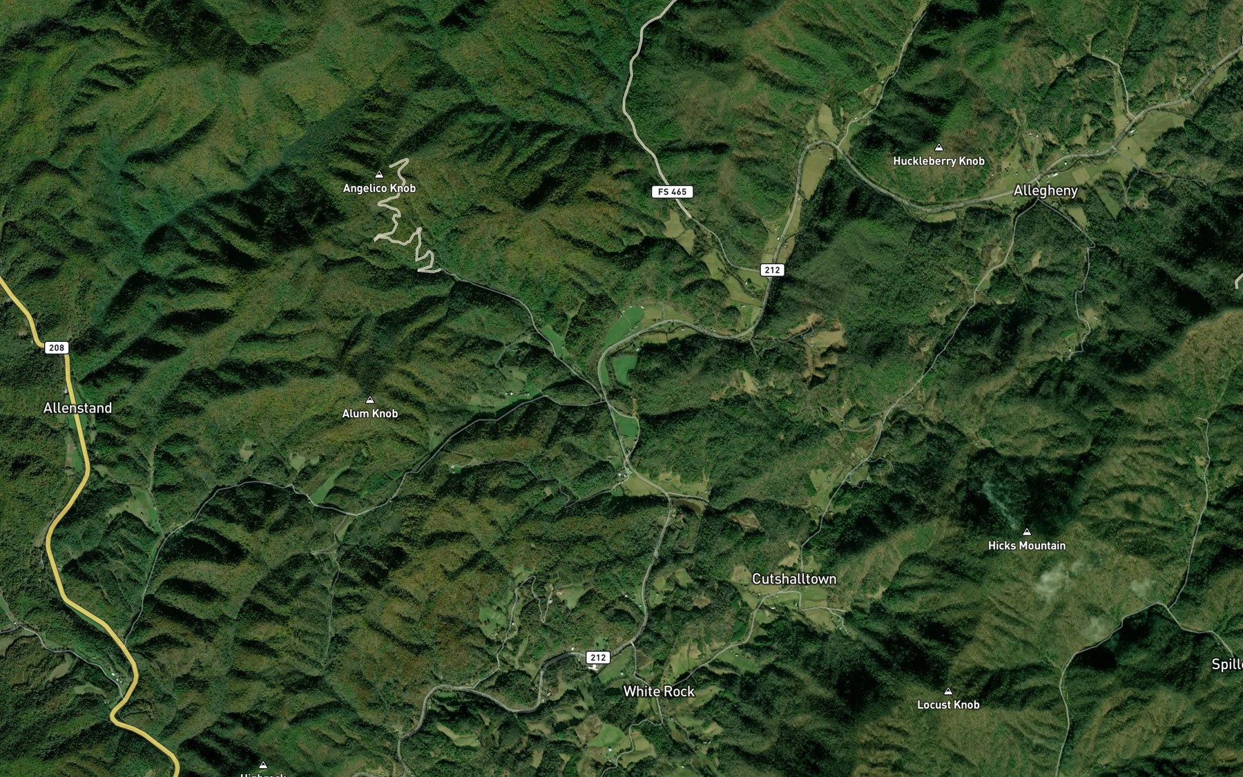 Satellite map of the Duckmill Creek