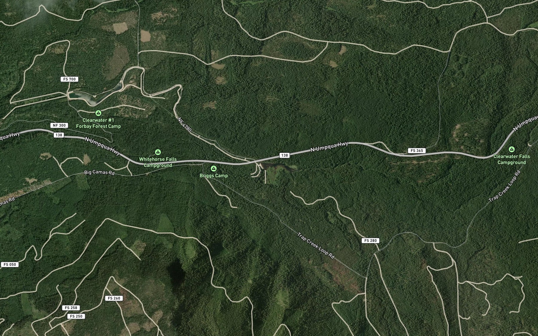 Satellite map of the Bear Creek