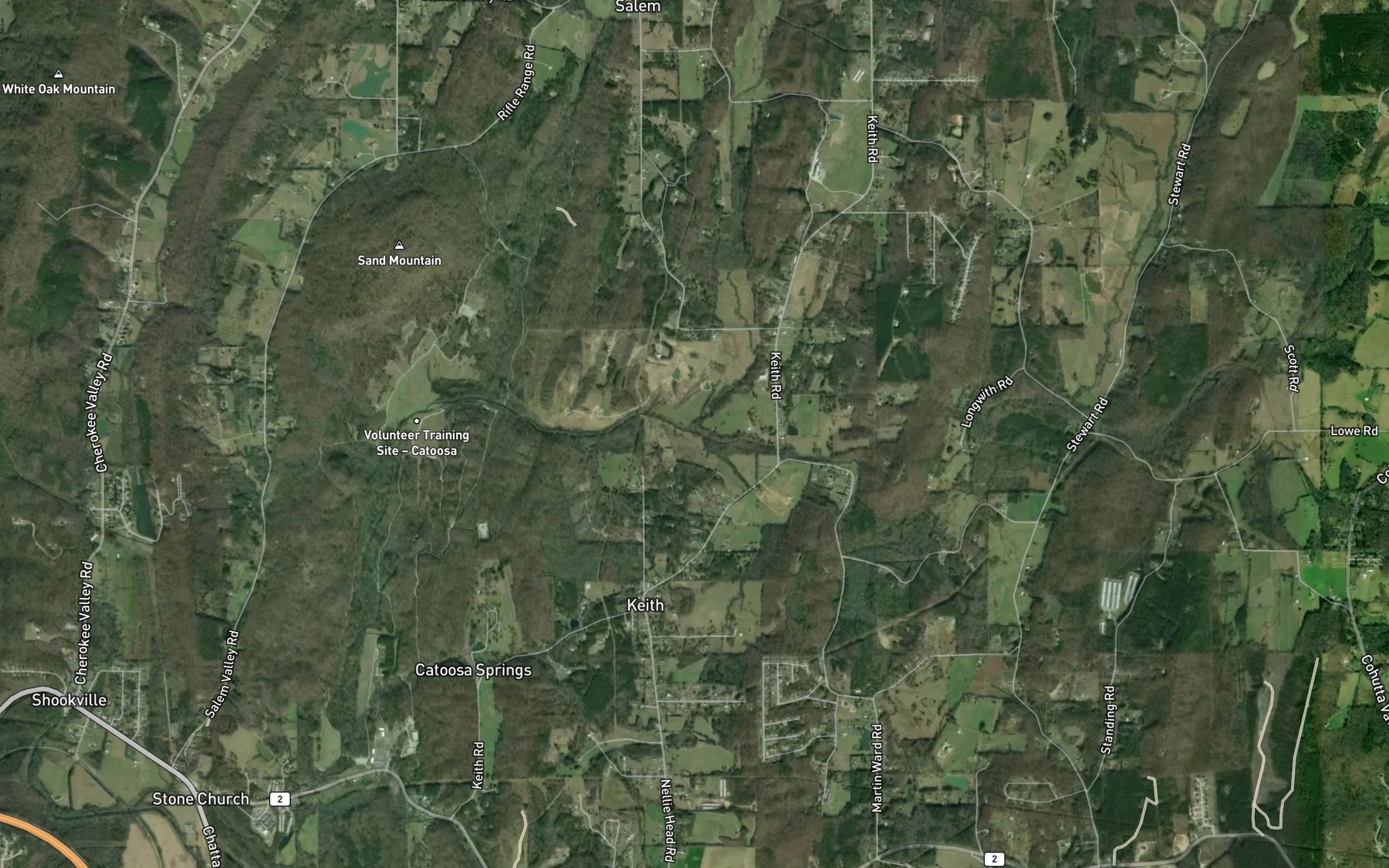 Satellite map of the Sugar Creek
