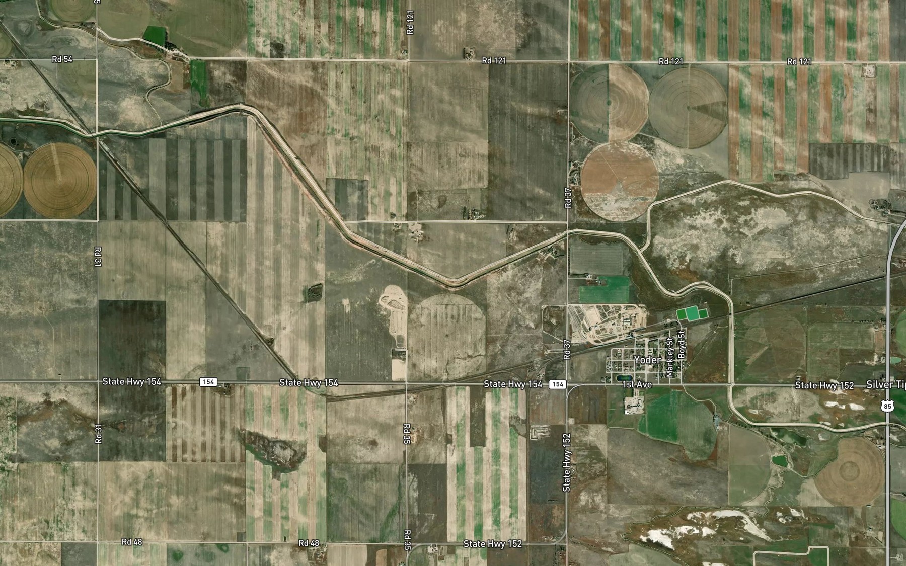 Satellite map of the Fort Laramie Ditch