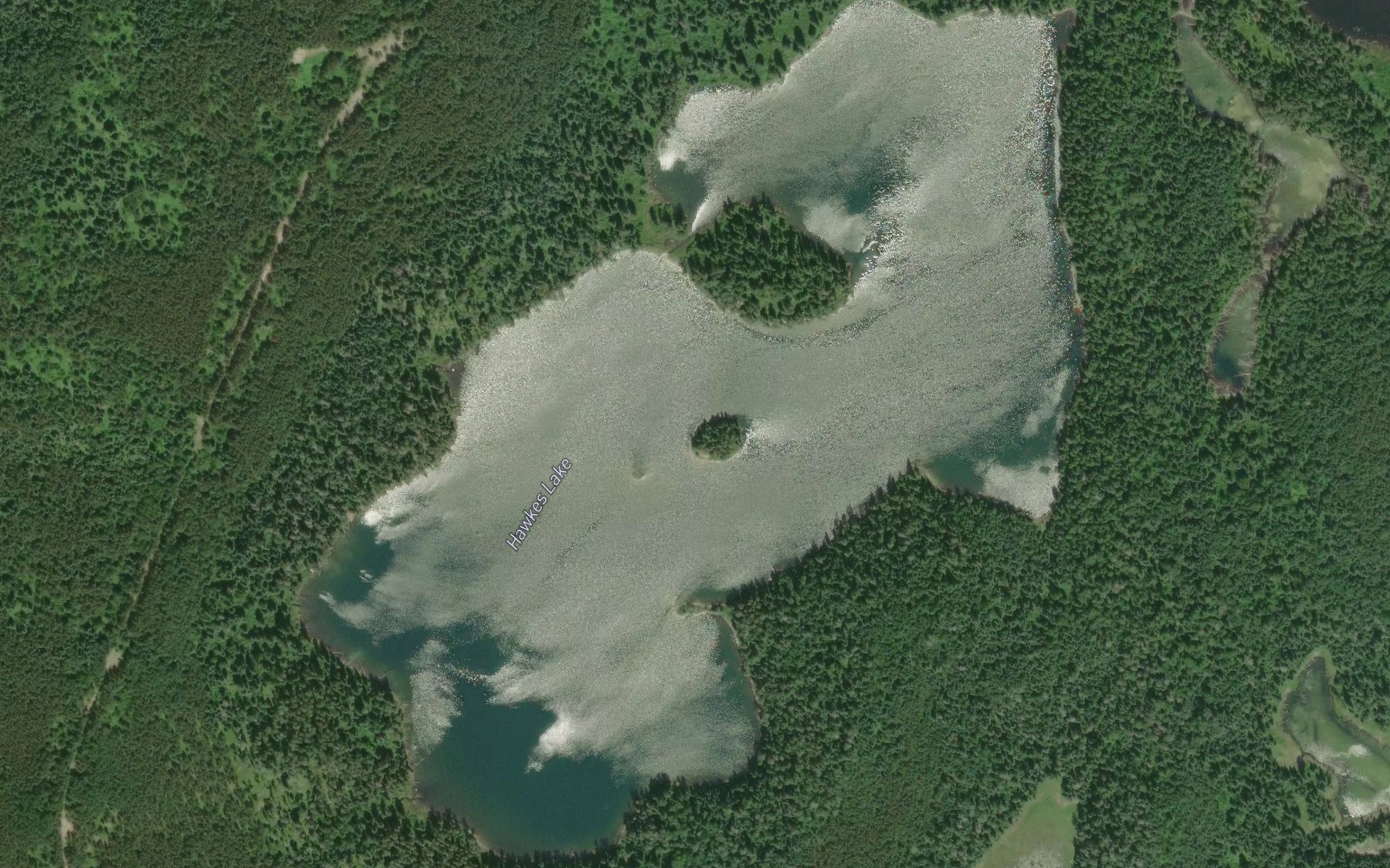 Satellite map of the Hawkes Lake