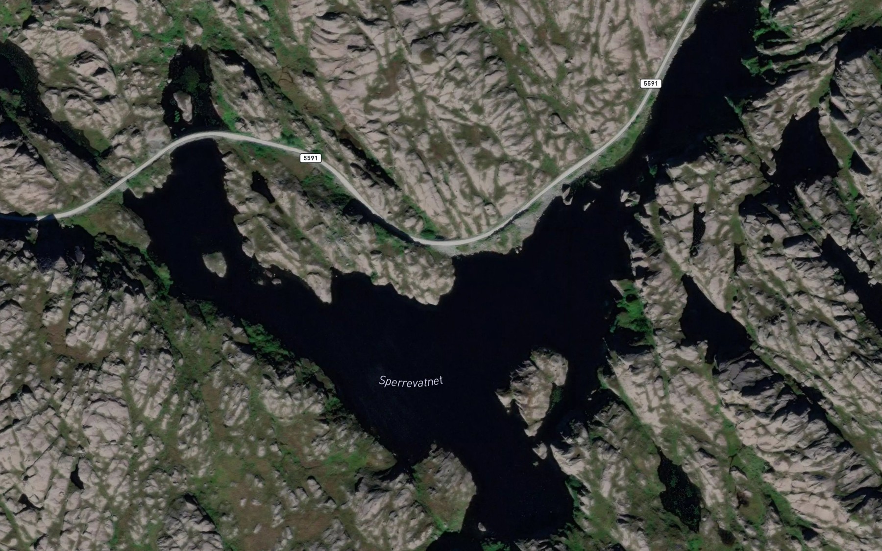 Satellite map of the Sperrevatnet