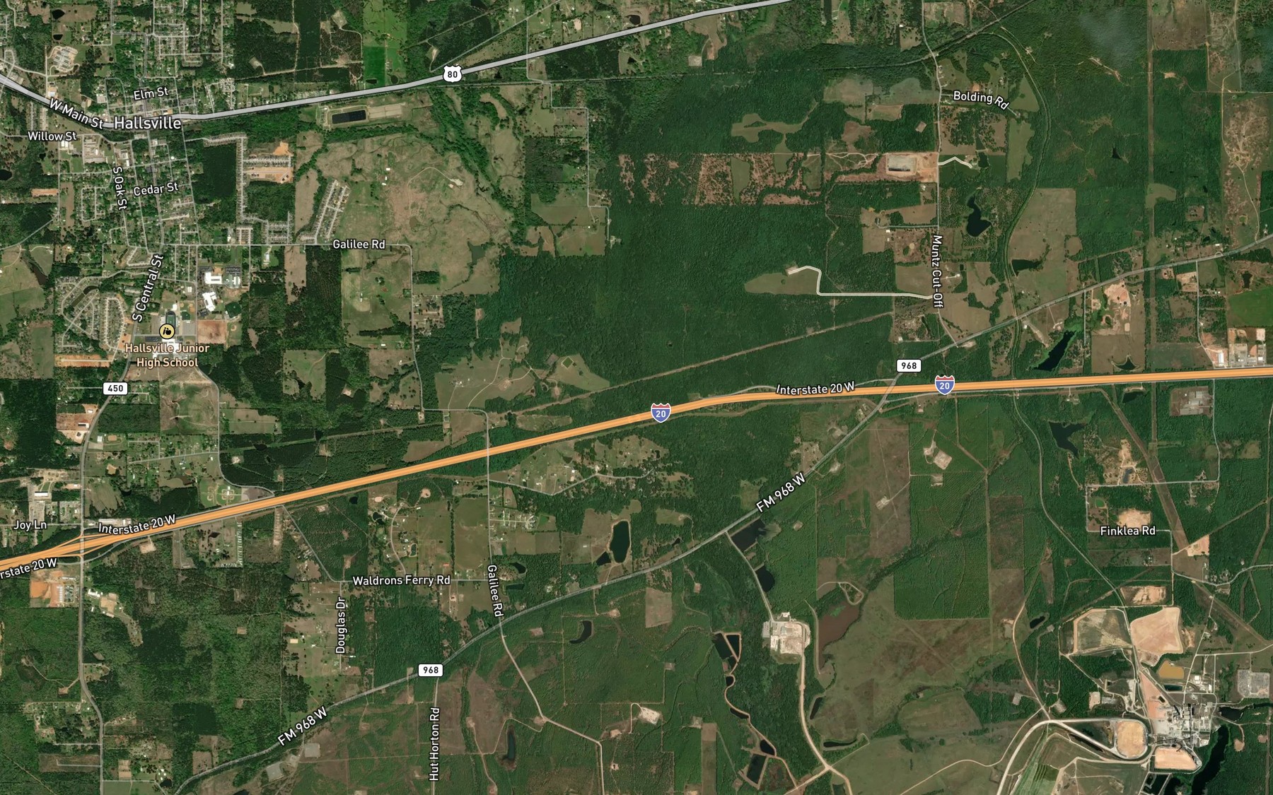 Satellite map of the Wards Creek