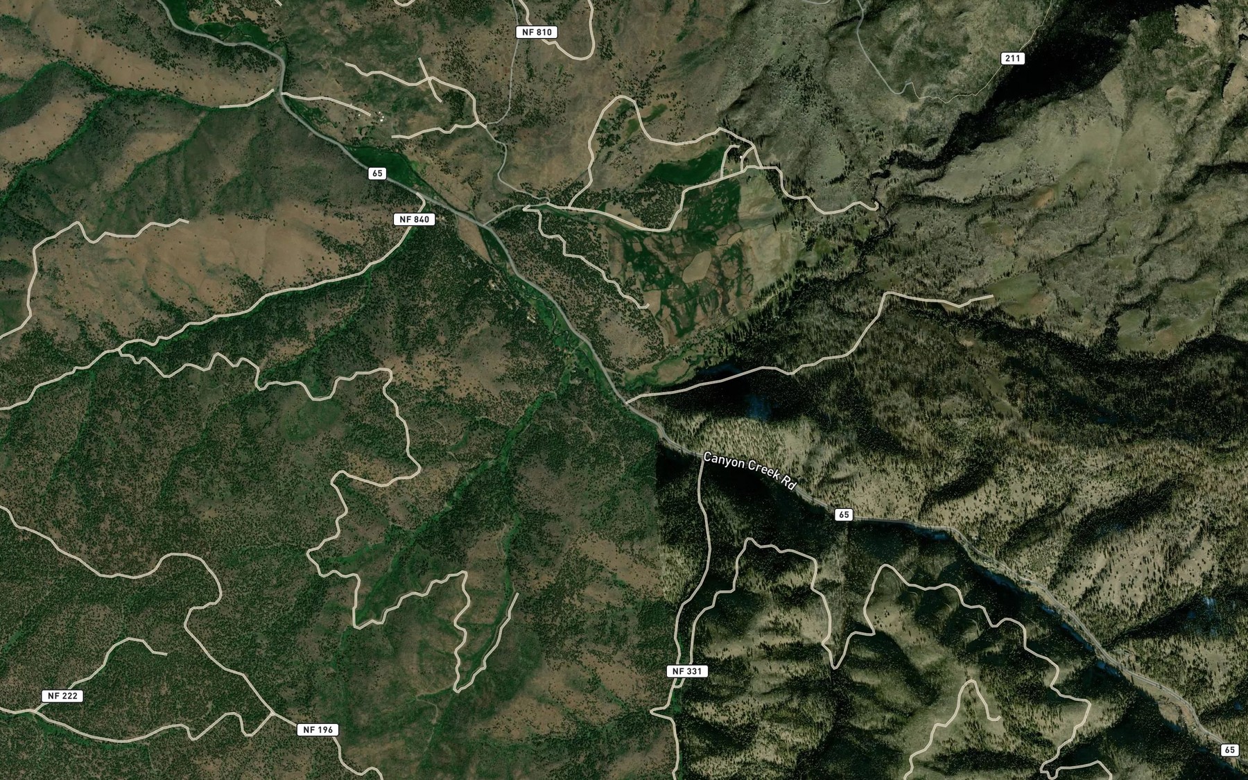 Satellite map of the East Fork Canyon Creek