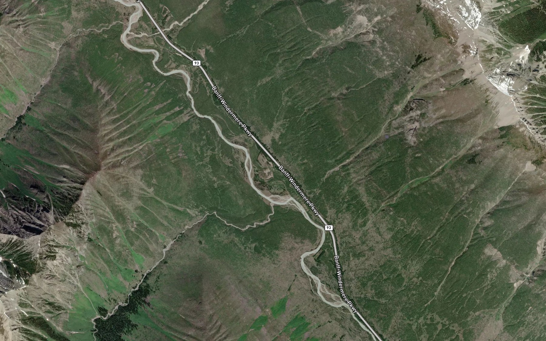 Satellite map of the Serac Creek