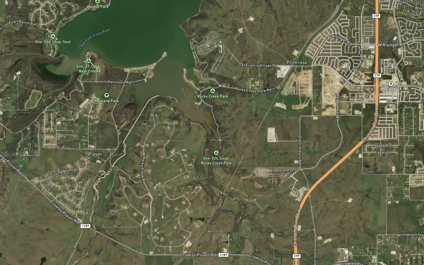 Satellite map of the Rock Creek