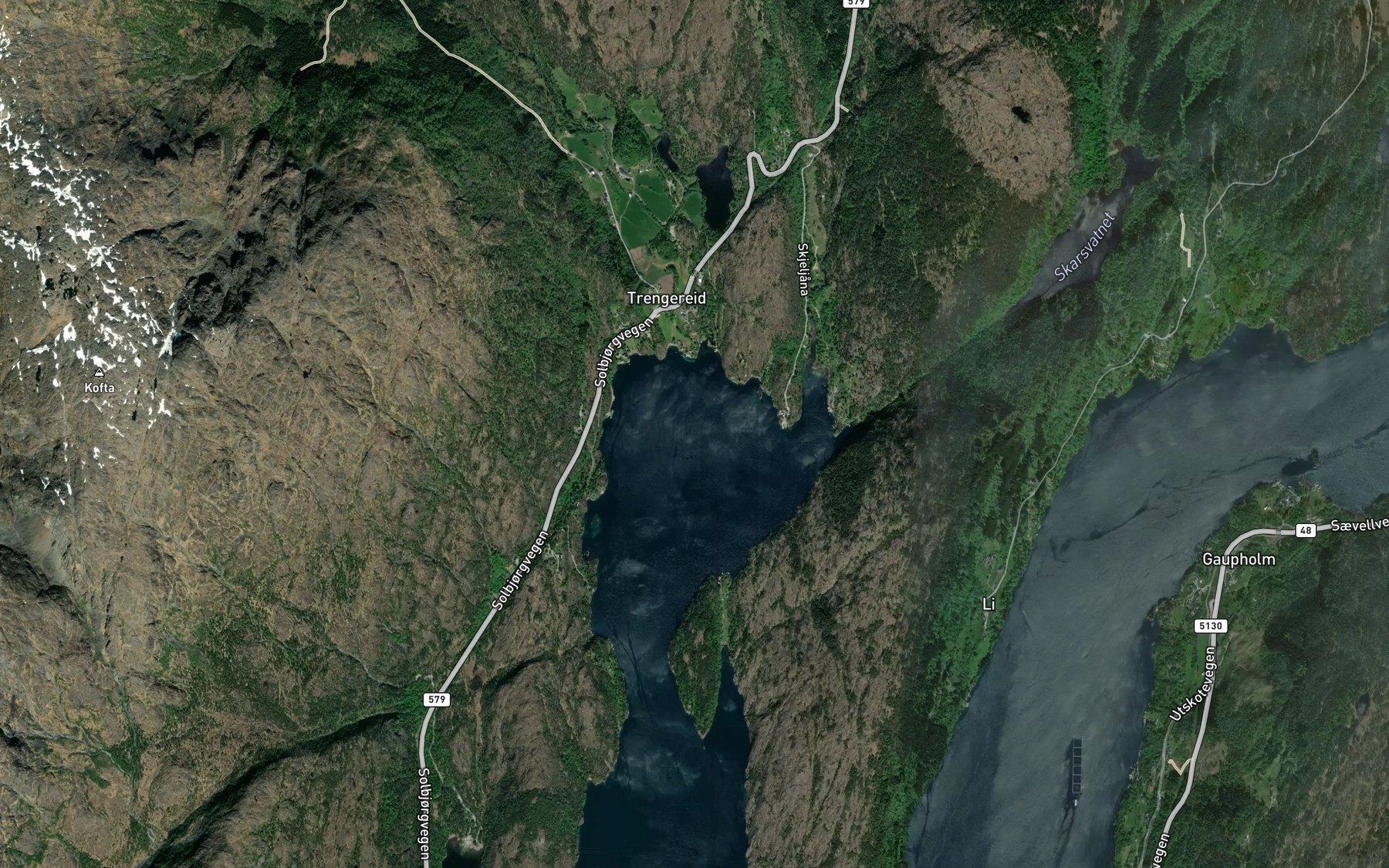 Satellite map of the Trengereidfjorden