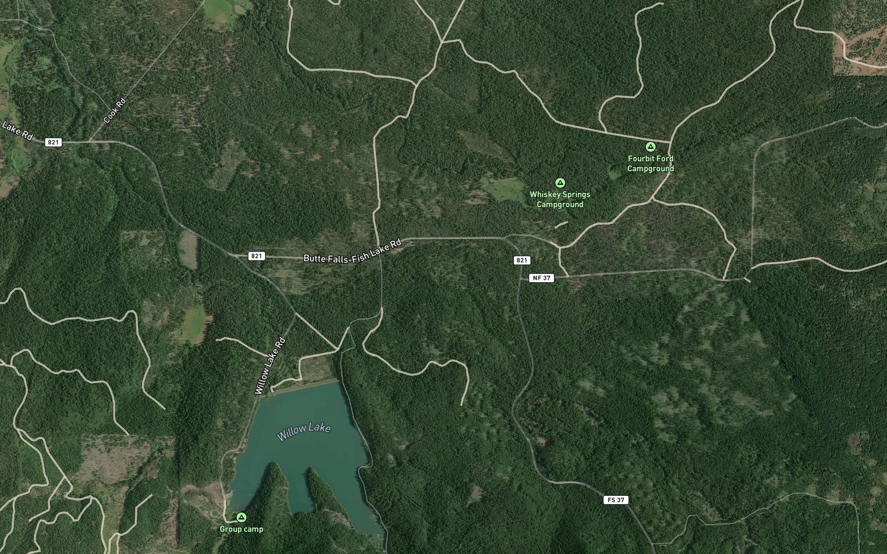 Satellite map of the Skeeters Creek