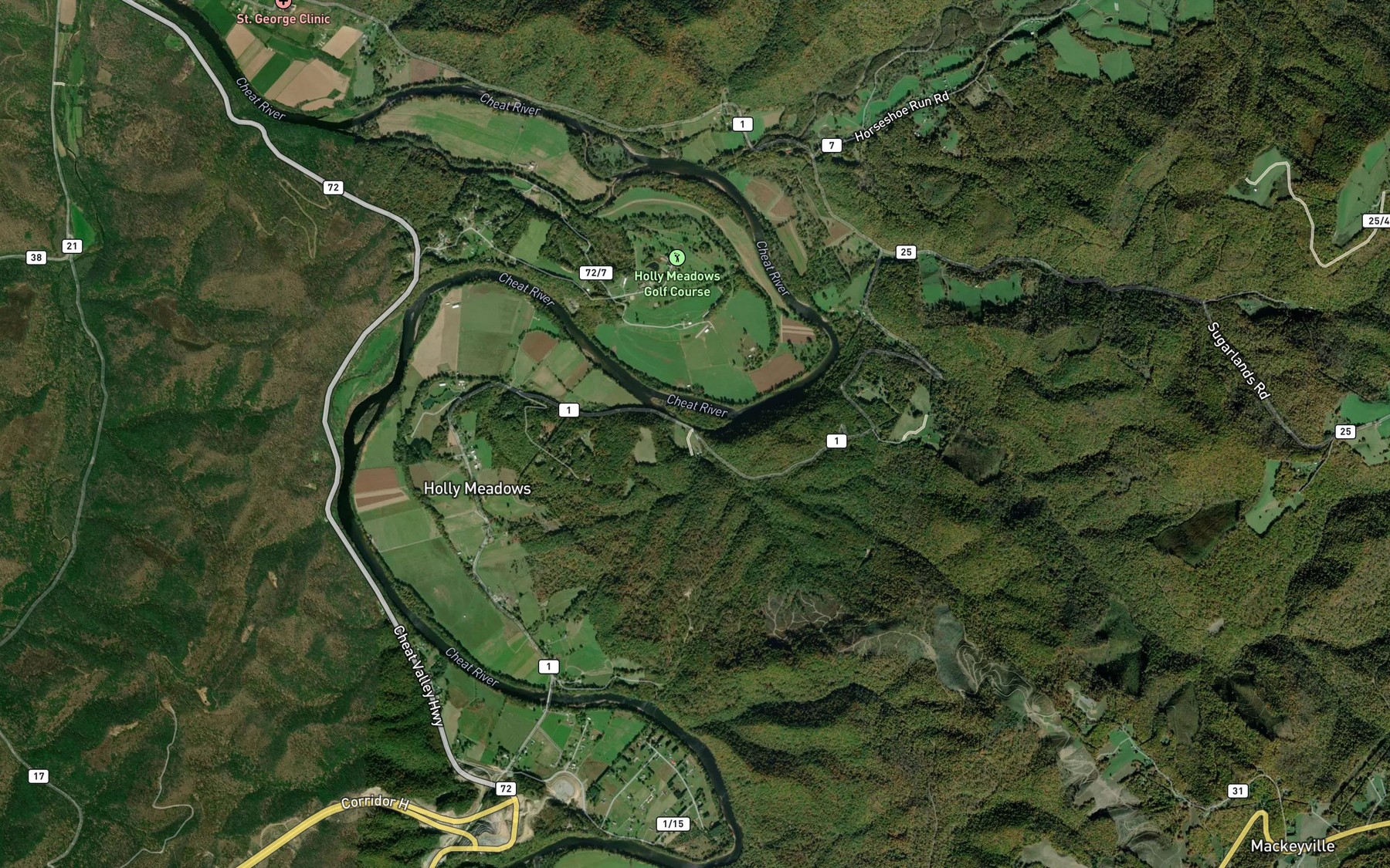 Satellite map of the Wolf Run