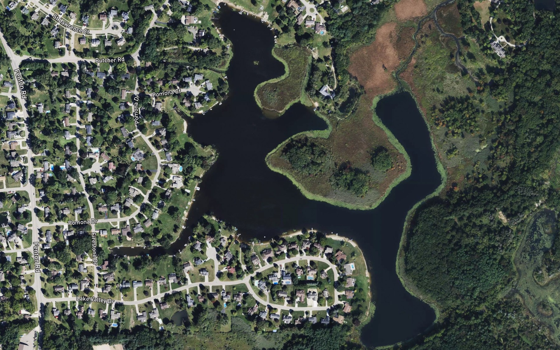 Satellite map of the Crooked Lake