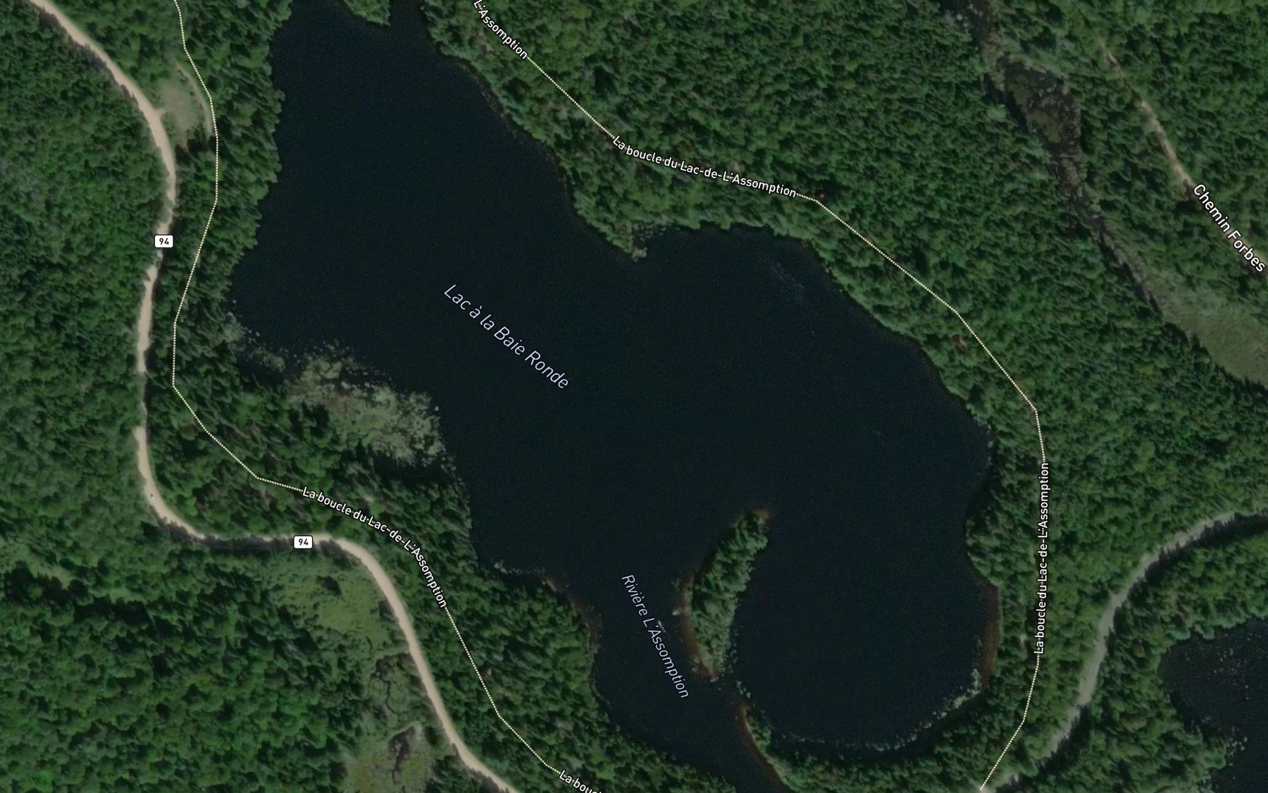Satellite map of the Lac a la Baie Ronde