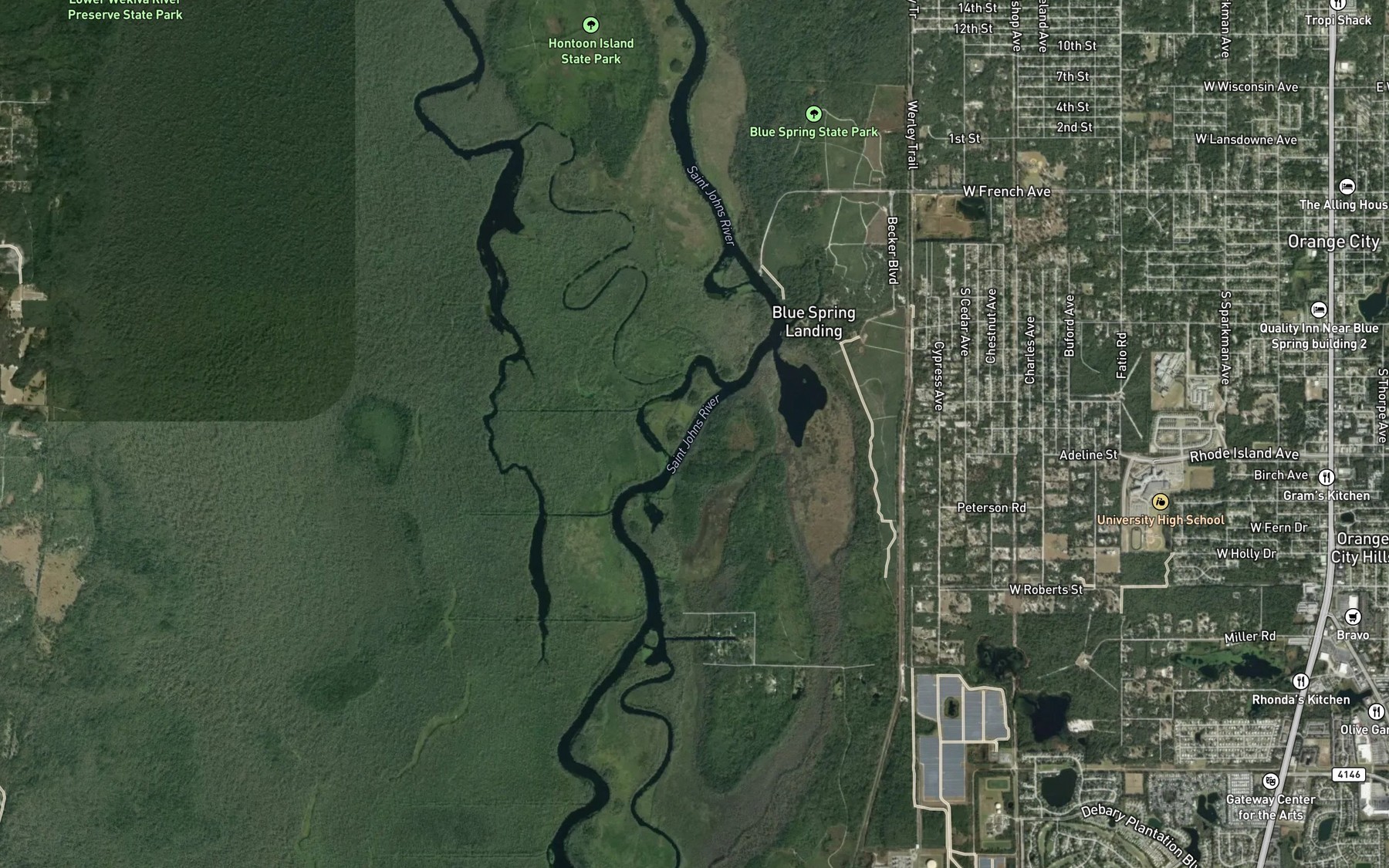 Satellite map of the Snake Creek Cutoff