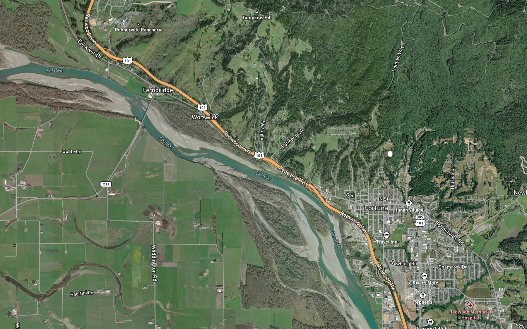 Satellite map of the Little Palmer Creek