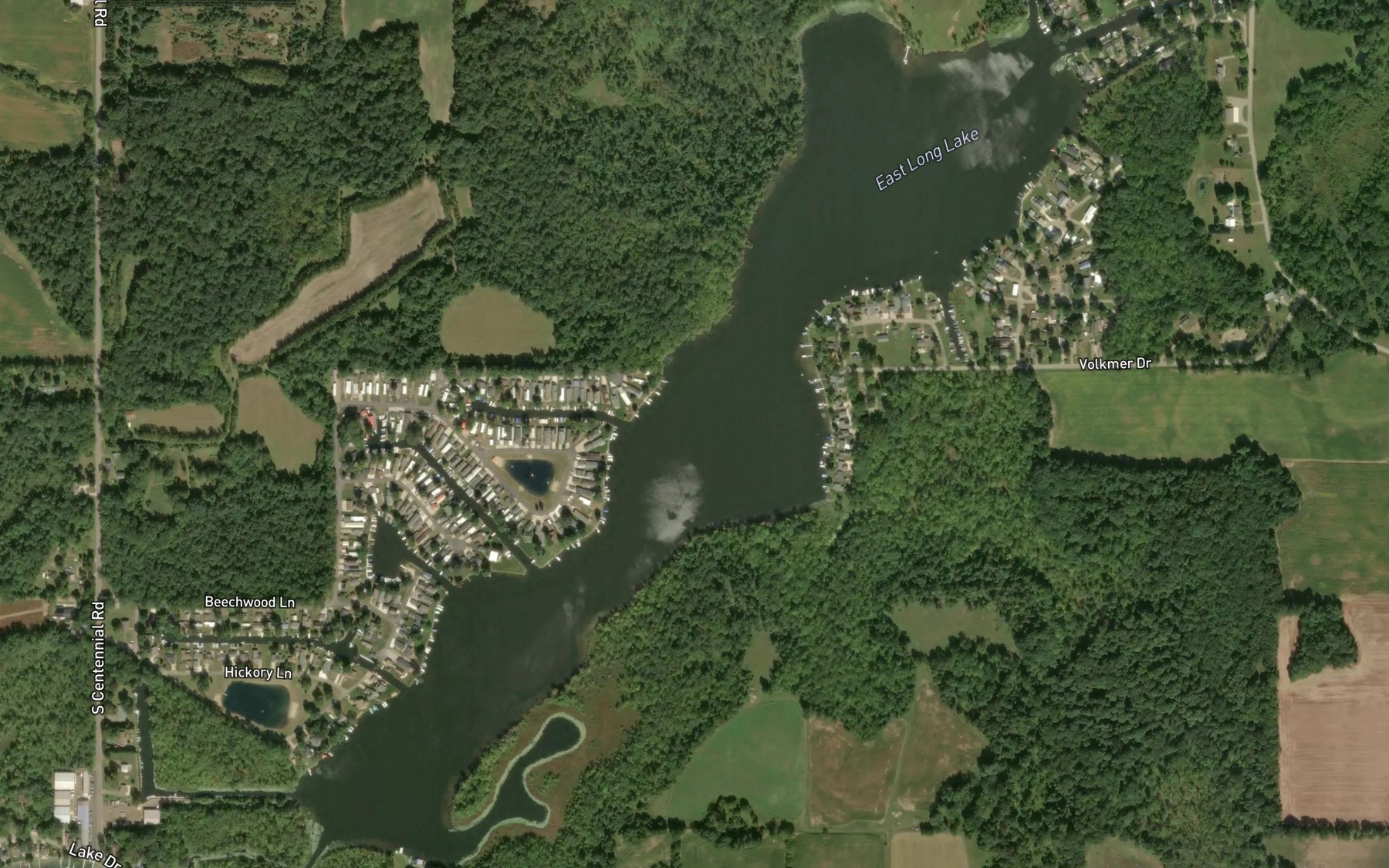 Satellite map of the East Long Lake