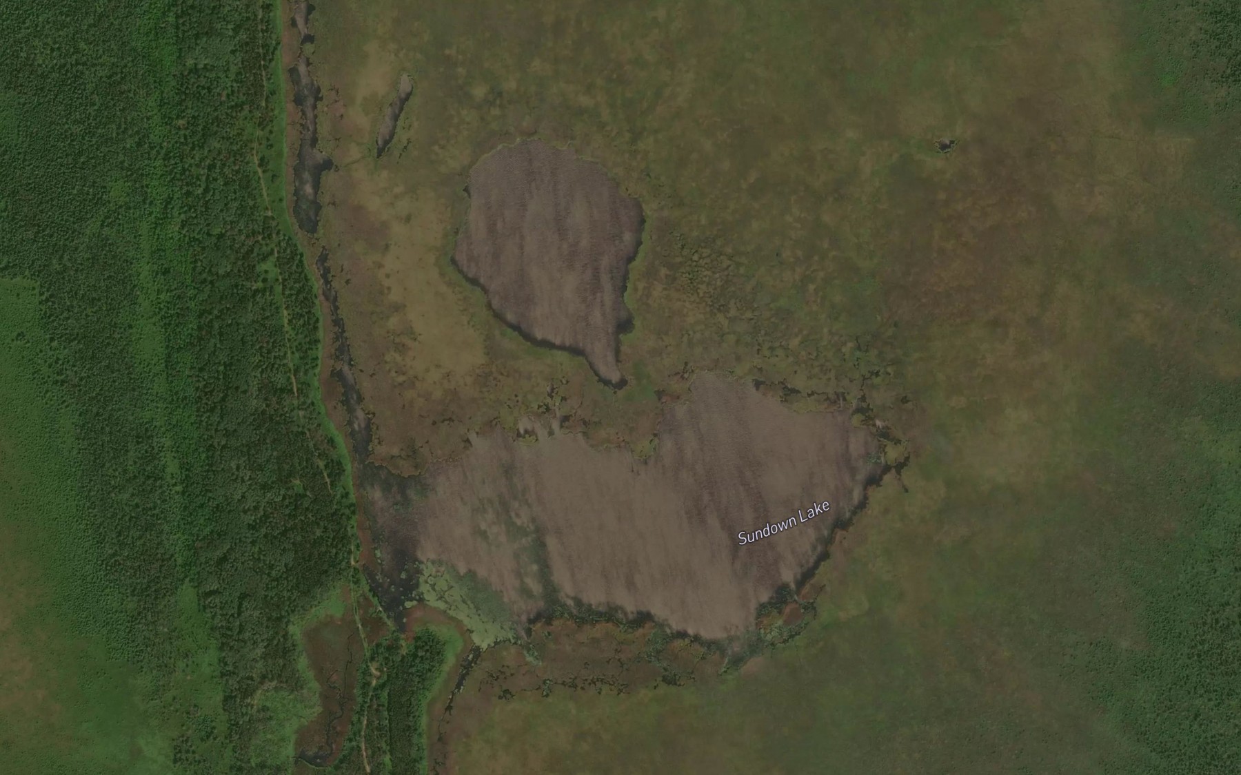 Satellite map of the Sundown Lake