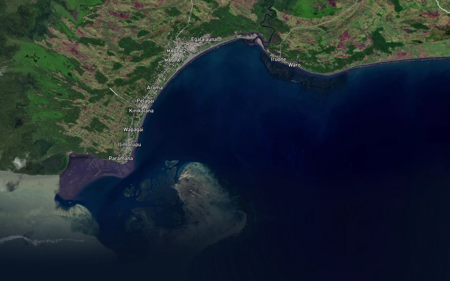Satellite map of the Keakoro Bay