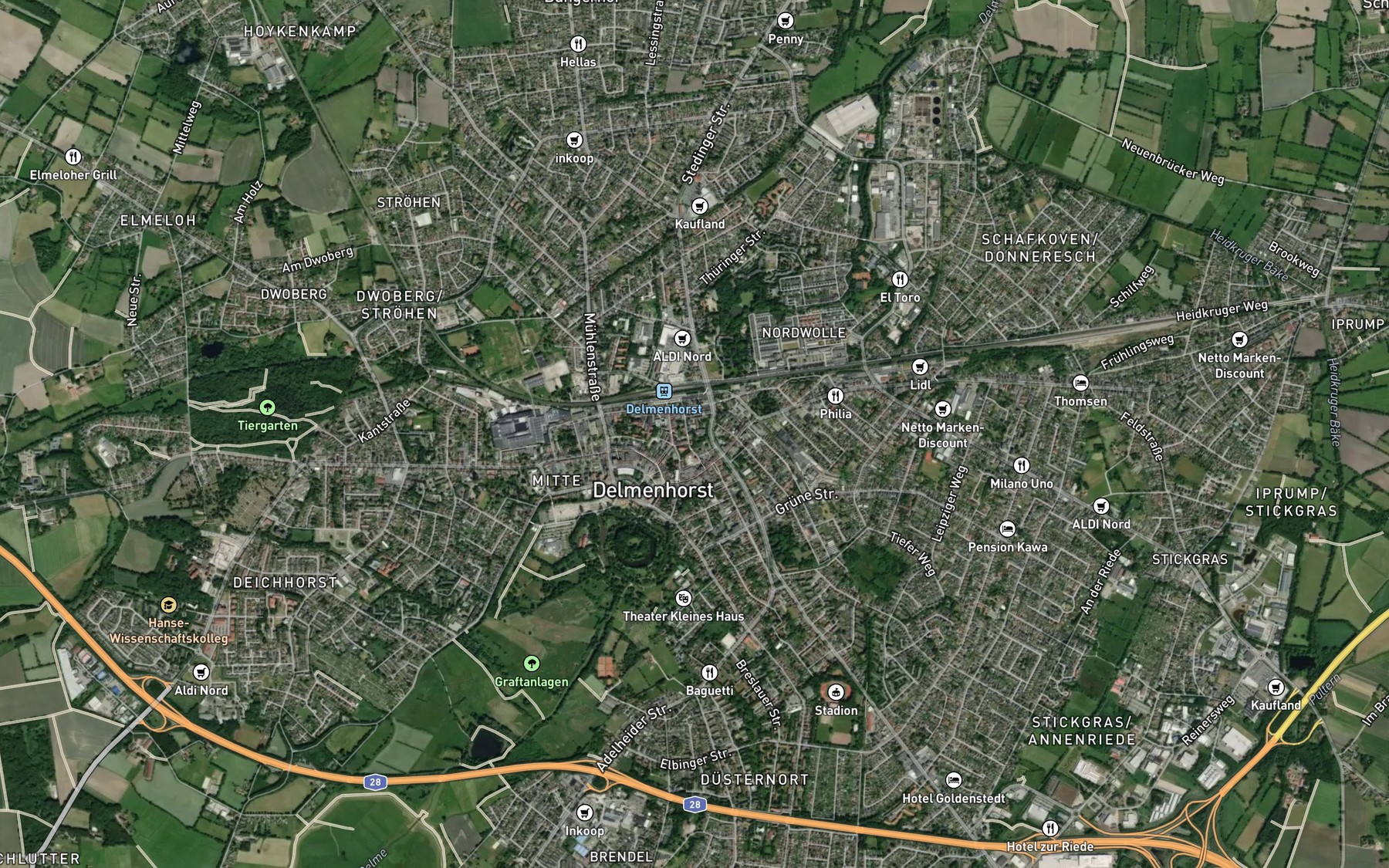 Satellite map of the Kleine Delme