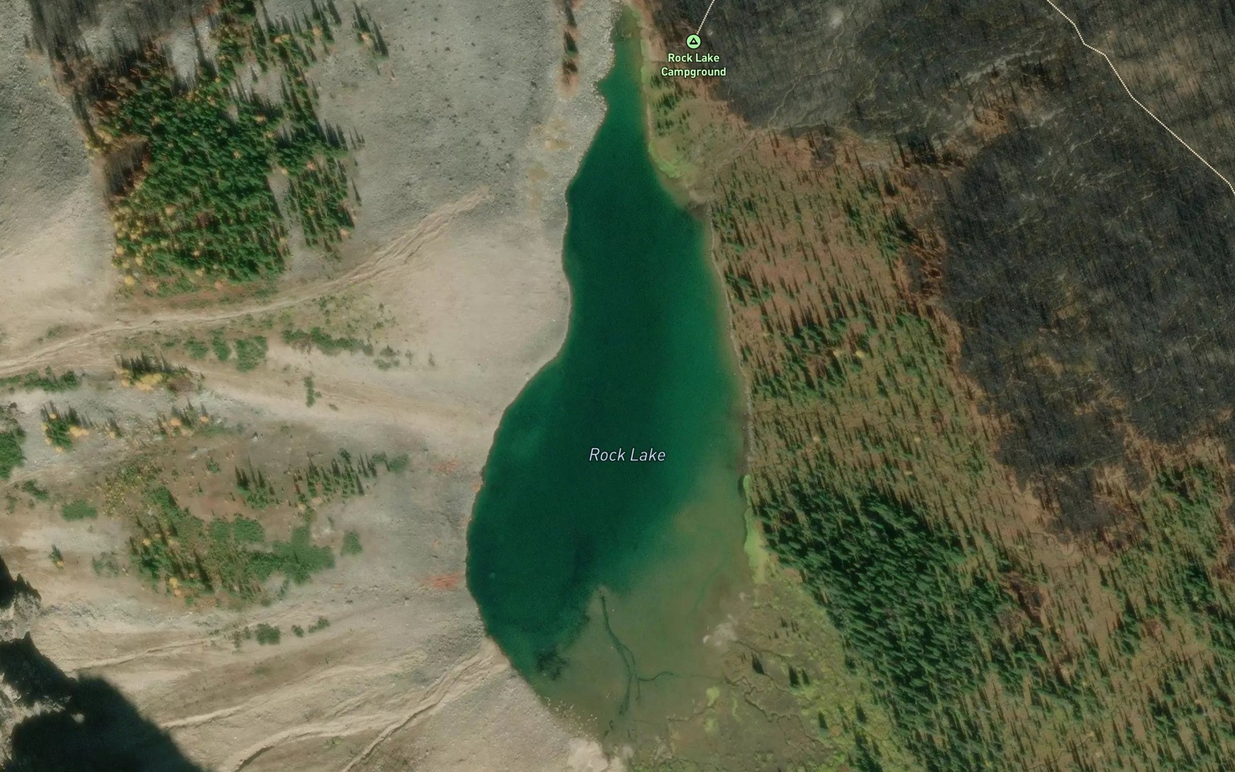 Satellite map of the Rock Lake