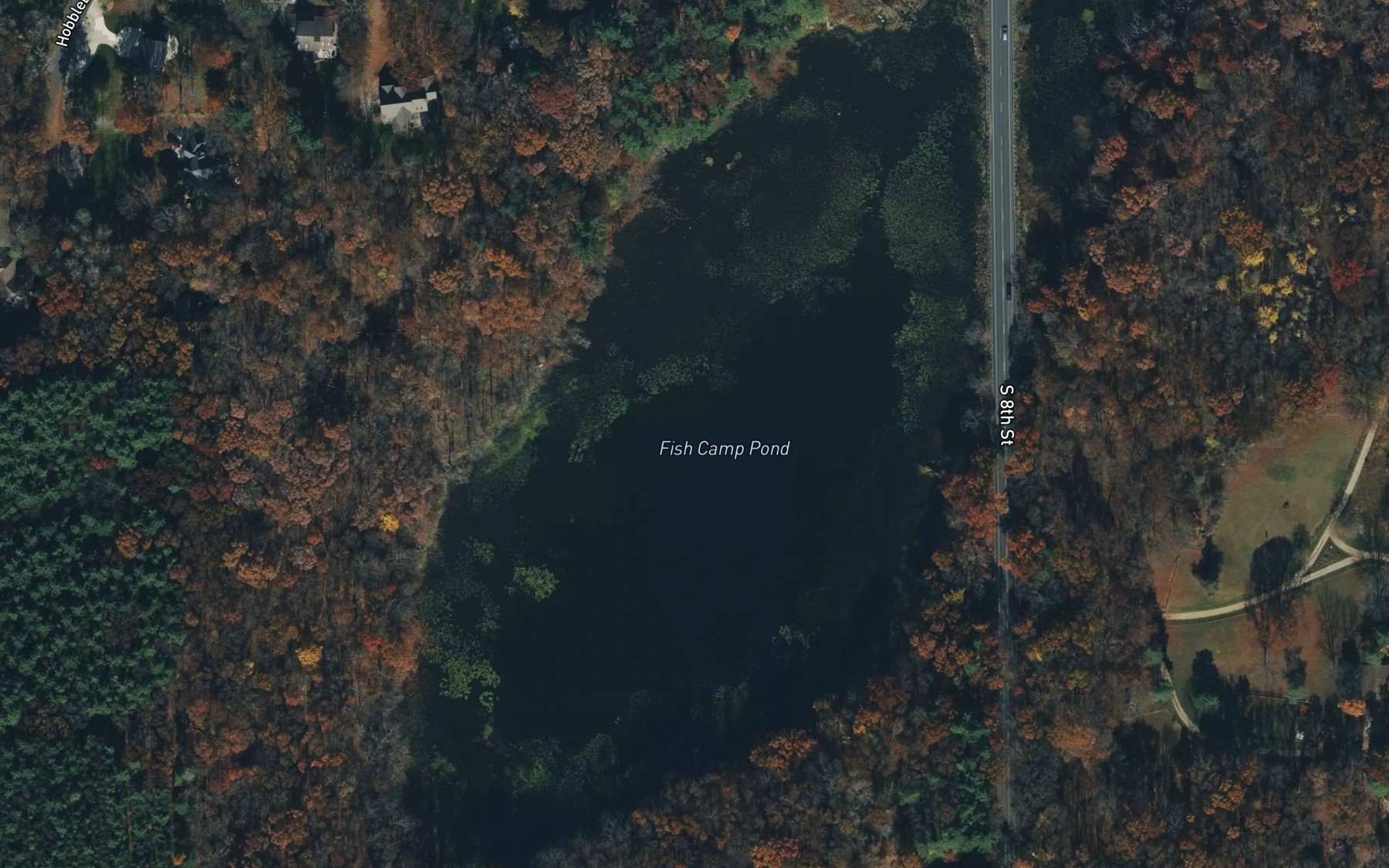 Satellite map of the Fish Camp Pond