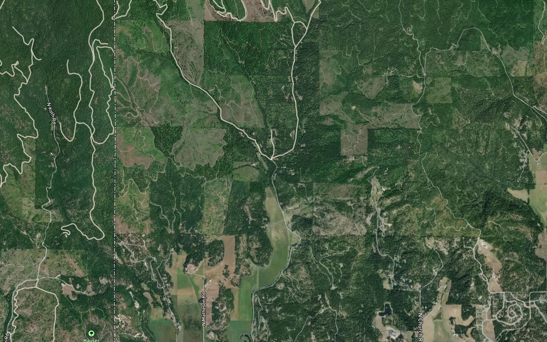 Satellite map of the Left Fork Hauser Creek