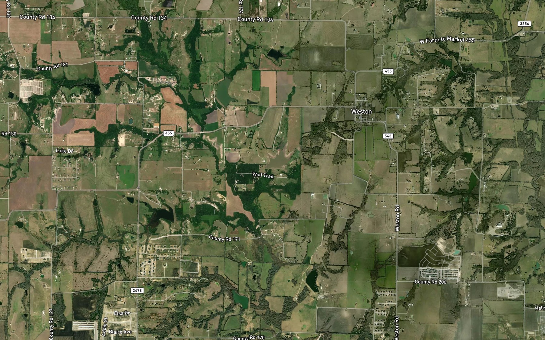 Satellite map of the Soil Conservation Service Site 8f Reservoir