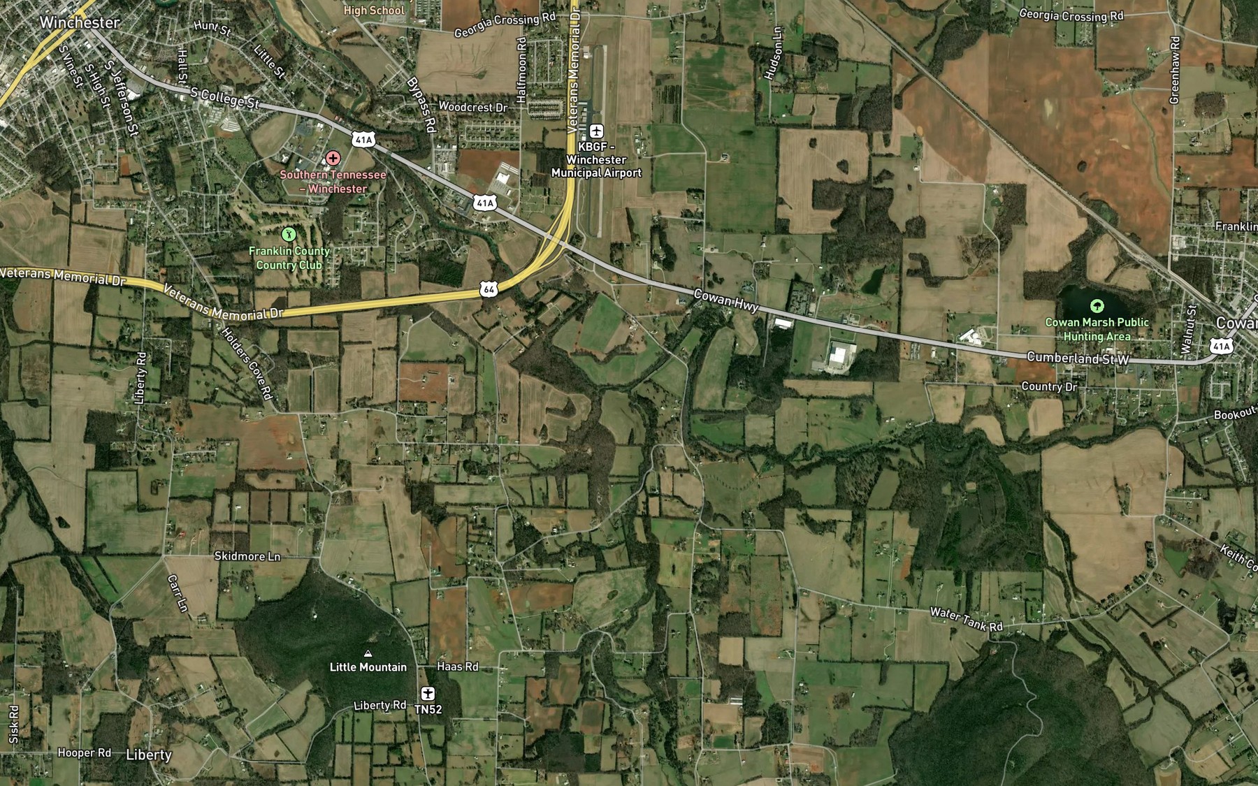 Satellite map of the Norwood Creek