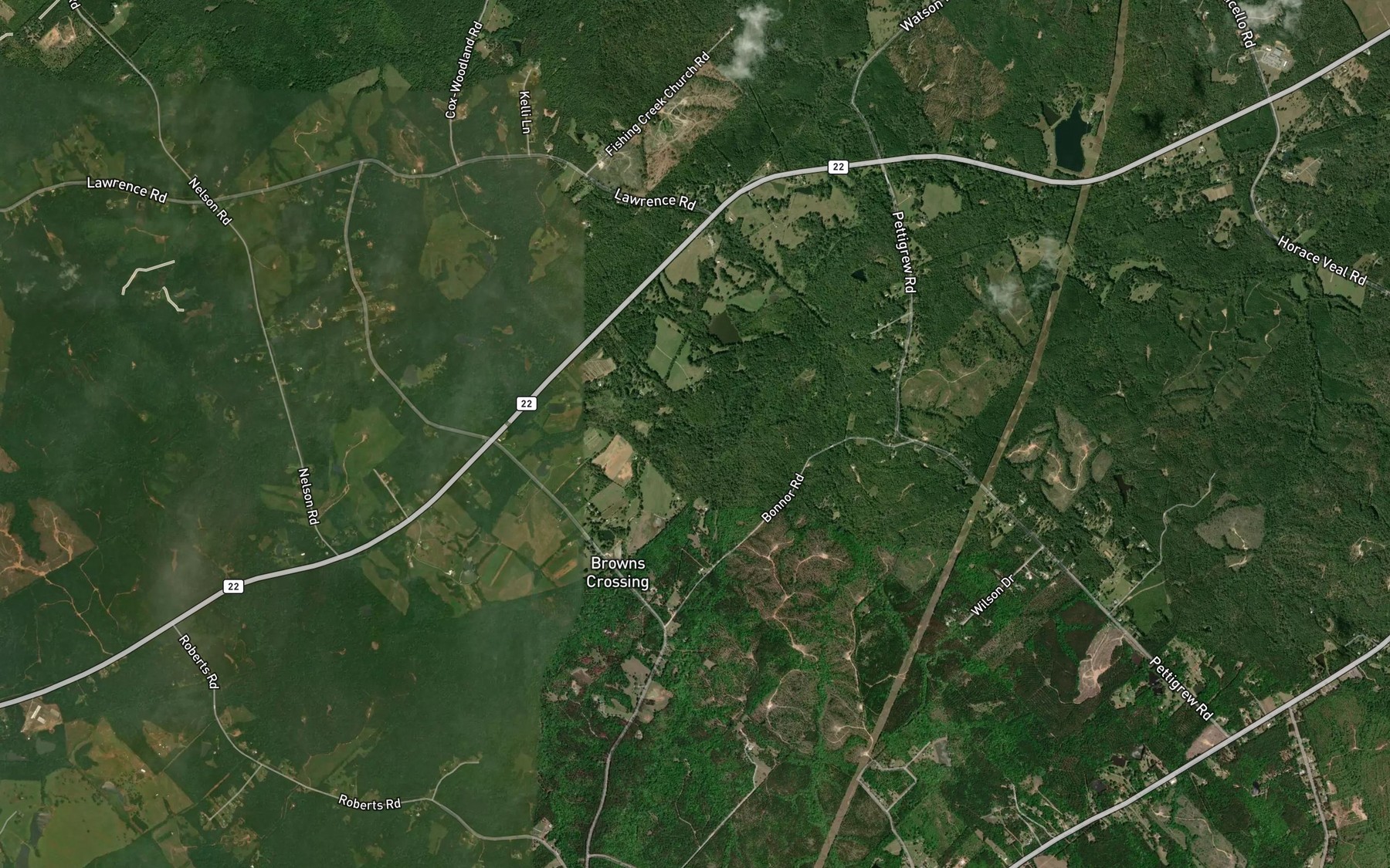 Satellite map of the Moore Creek