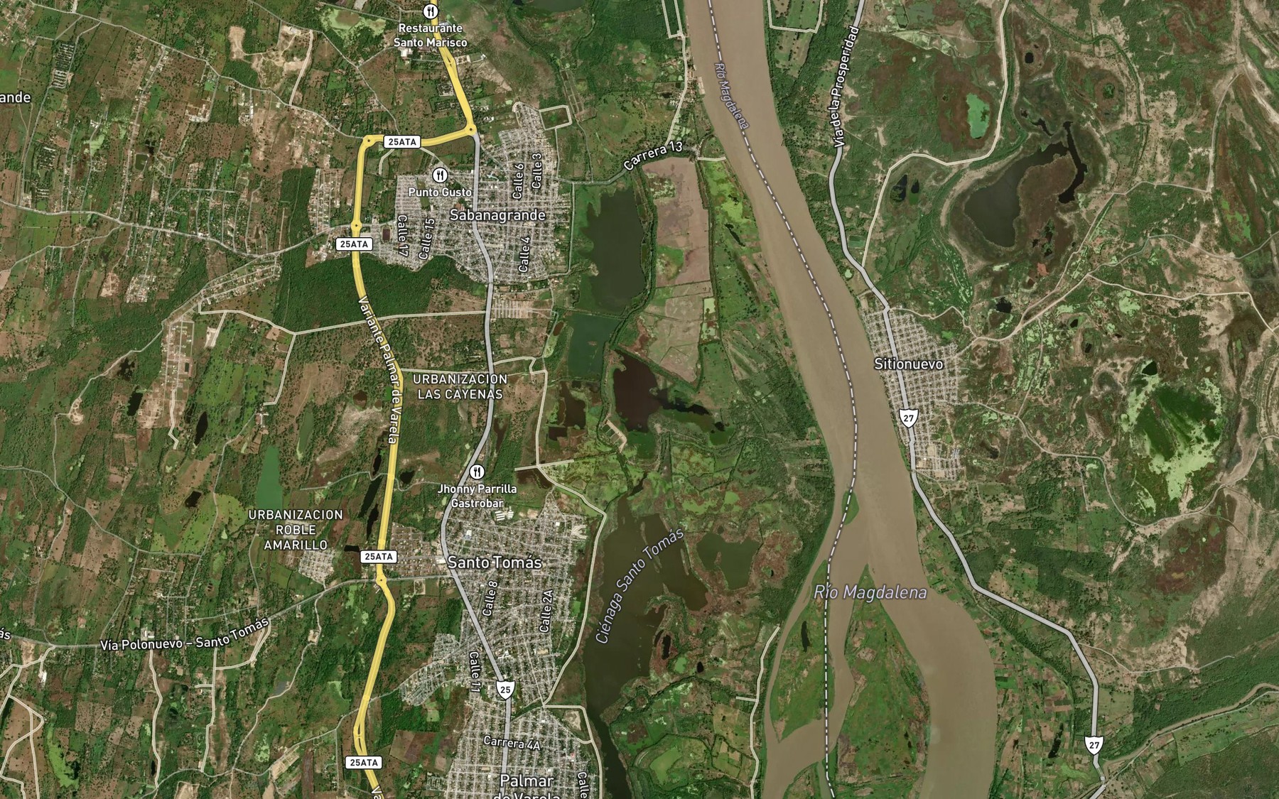 Satellite map of the Cienaga Sabana Grande