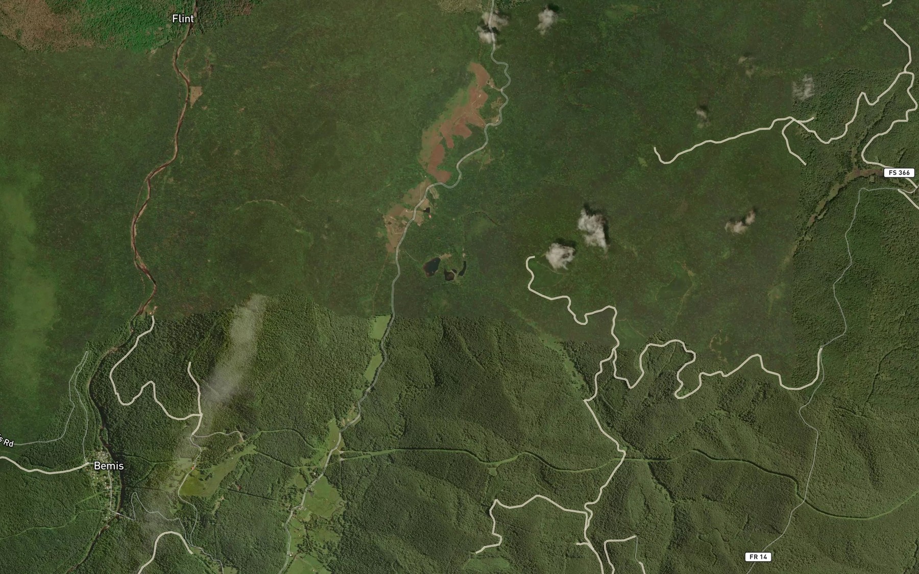 Satellite map of the Daniels Creek