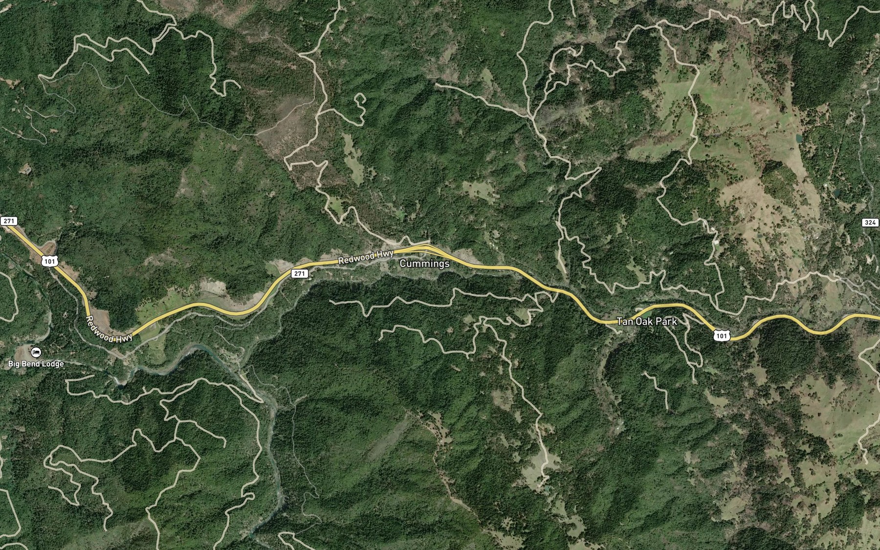 Satellite map of the Wilson Creek
