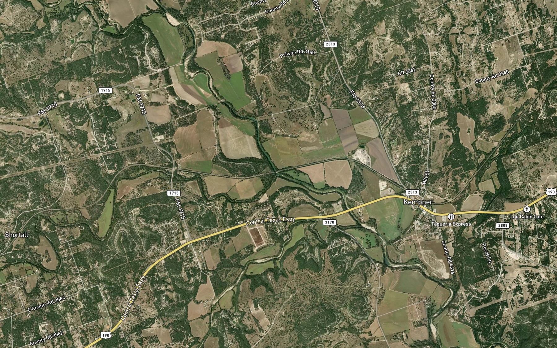 Satellite map of the Sulphur Creek