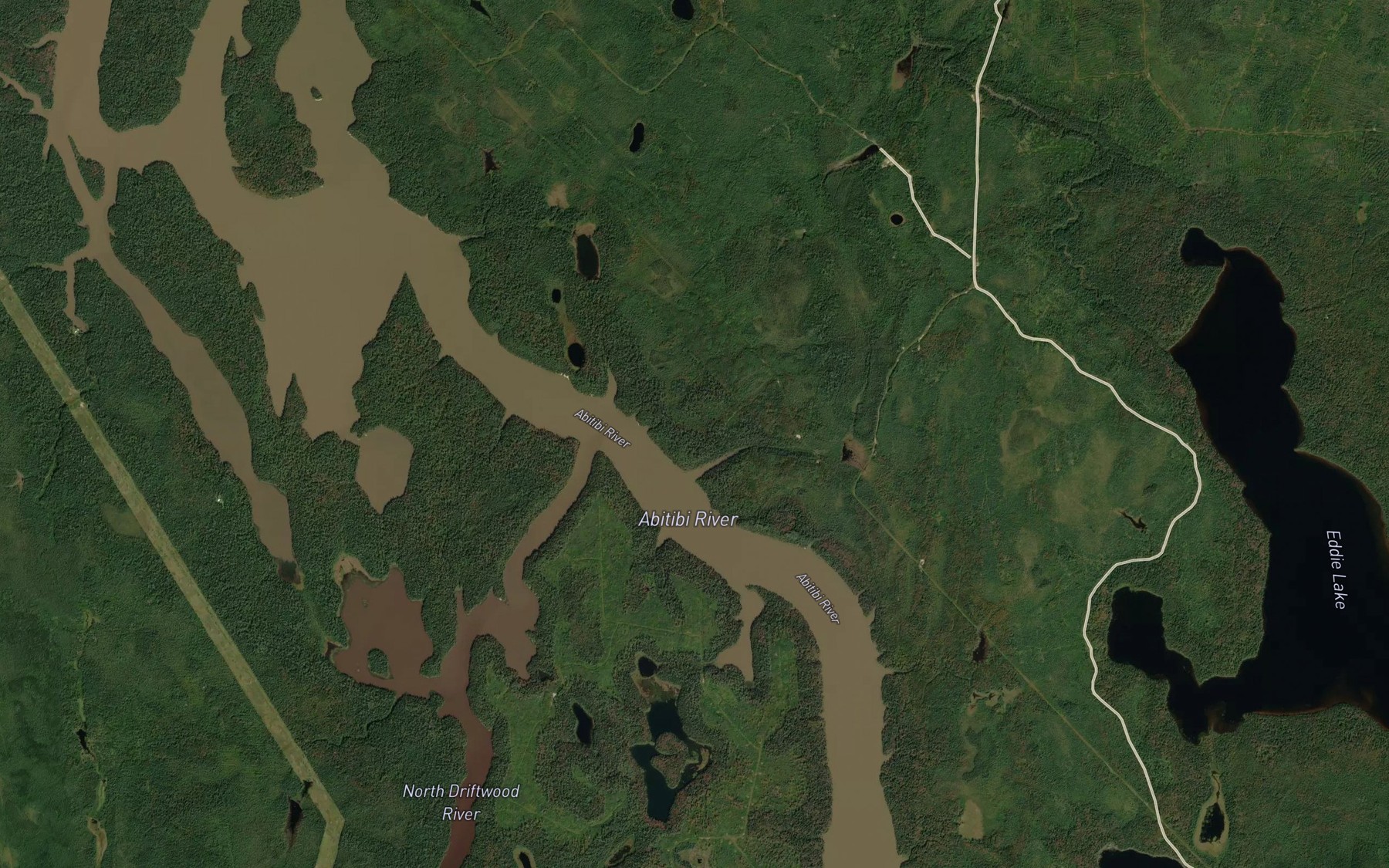 Satellite map of the North Driftwood River
