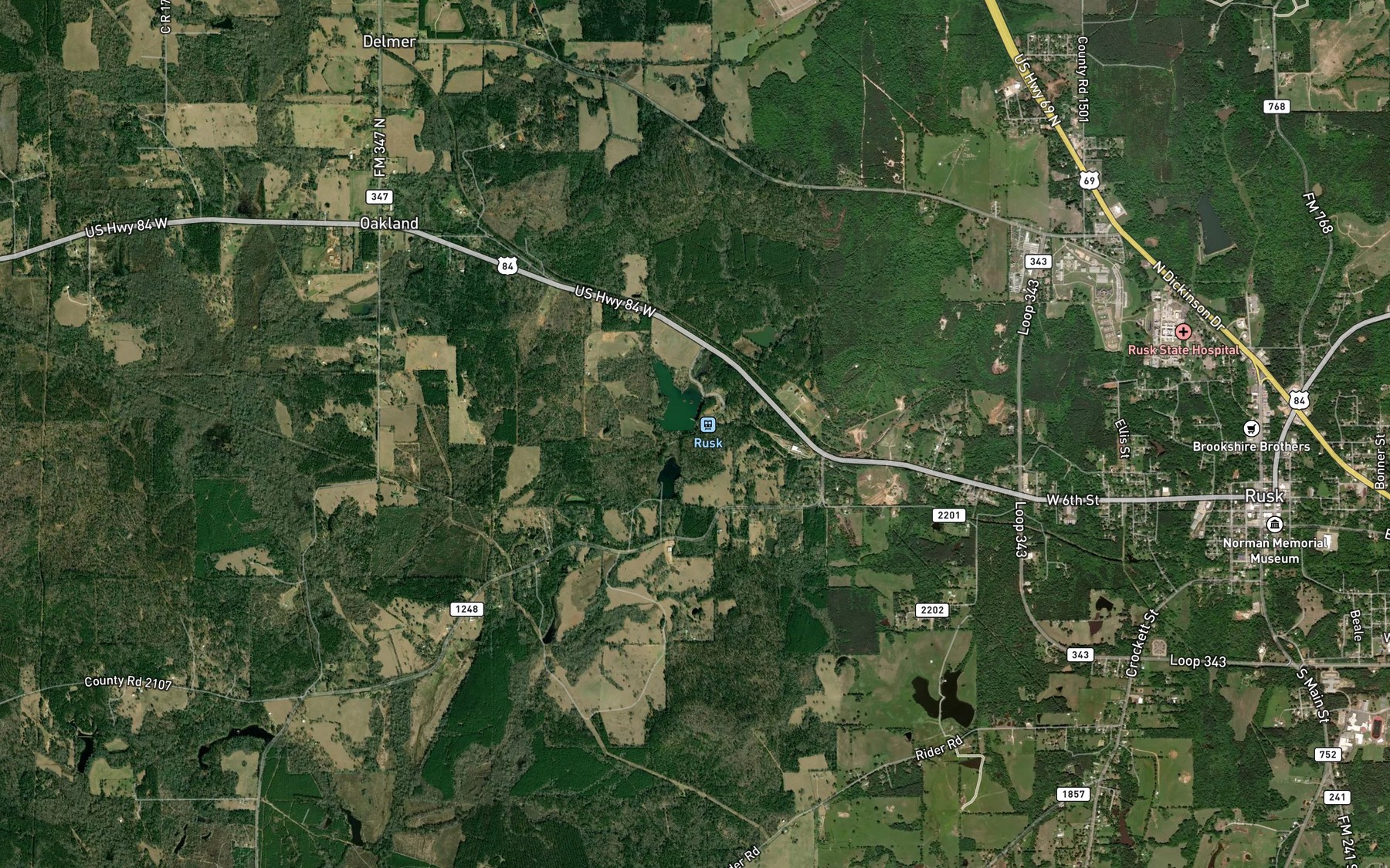 Satellite map of the Rusk Ore Mine Reservoir