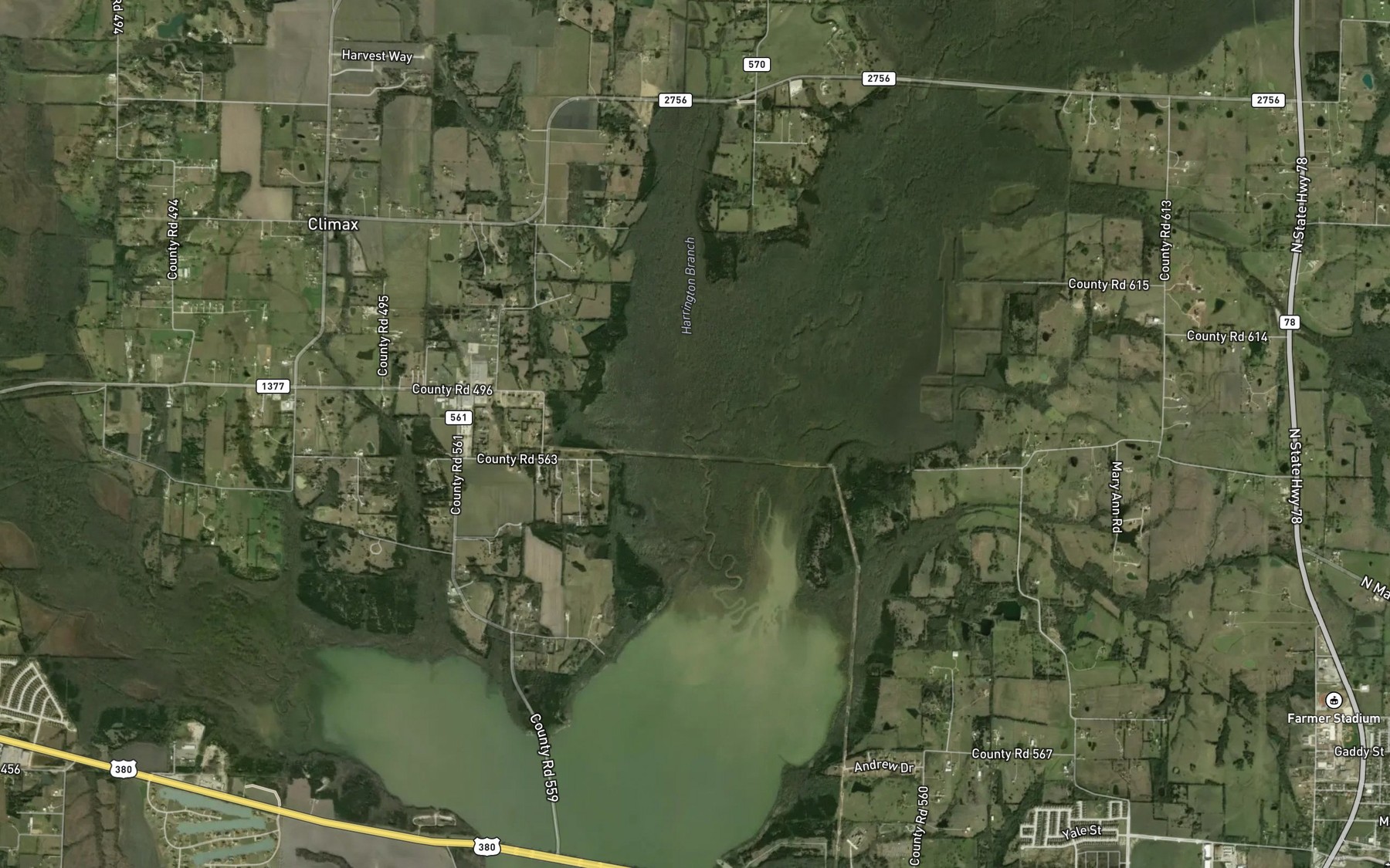 Satellite map of the Harrington Branch